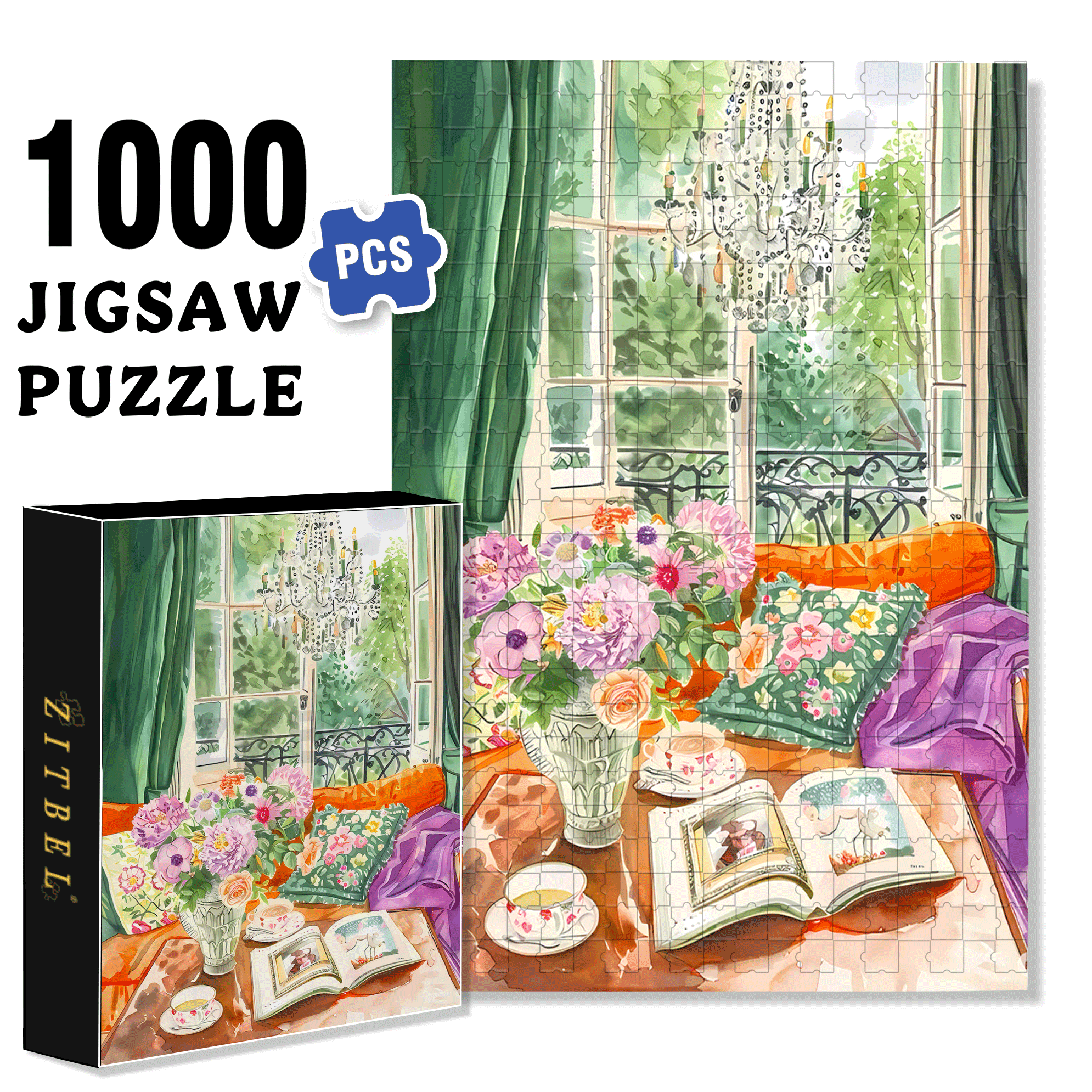 Comfortable Living Room 500pcs/1000pcs Jigsaw Puzzle, Scratch-Resistant, Interactive Family Game & Brain-Boosting DIY Decor, Perfect for Halloween, Christmas & New Year Gifts, Family Puzzle Game