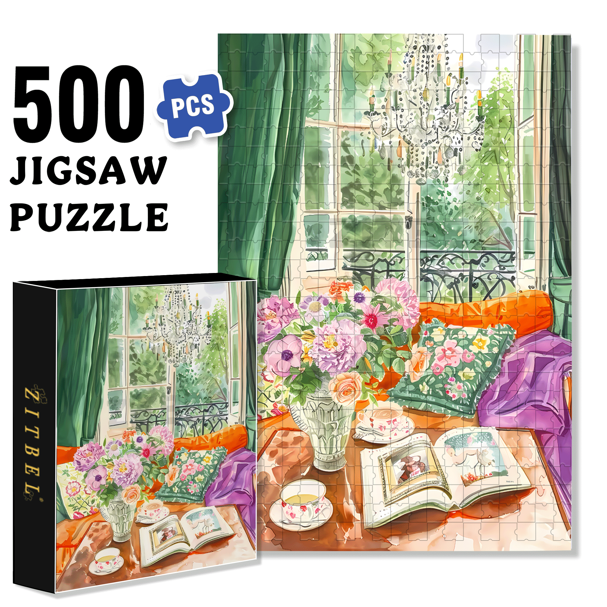 Comfortable Living Room 500pcs/1000pcs Jigsaw Puzzle, Scratch-Resistant, Interactive Family Game & Brain-Boosting DIY Decor, Perfect for Halloween, Christmas & New Year Gifts, Family Puzzle Game