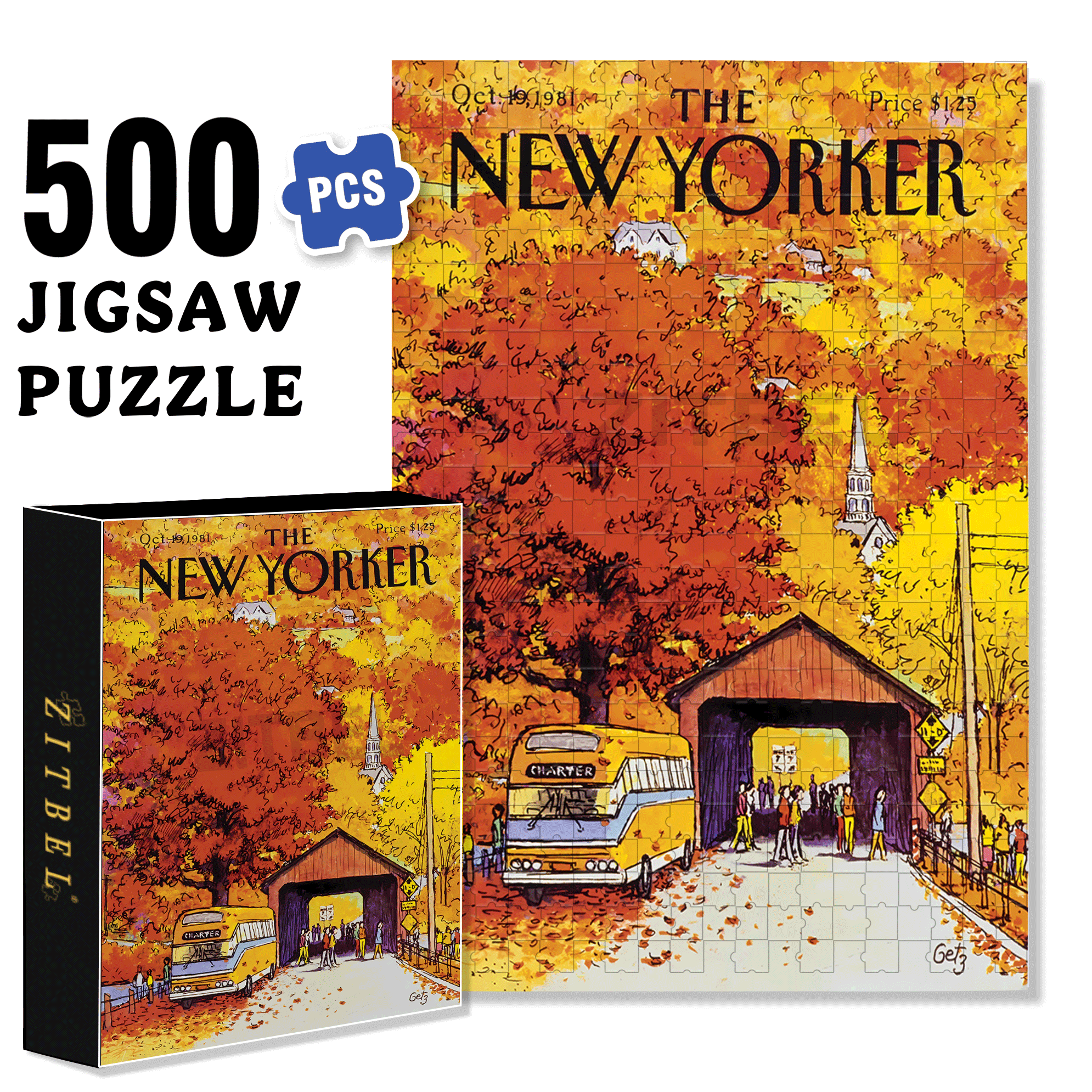 Covered Bridge 500pcs/1000pcs Jigsaw Puzzle, Scratch-Resistant, Interactive Family Game & Brain-Boosting DIY Decor, Perfect for Halloween, Christmas & New Year Gifts, Family Puzzle Game