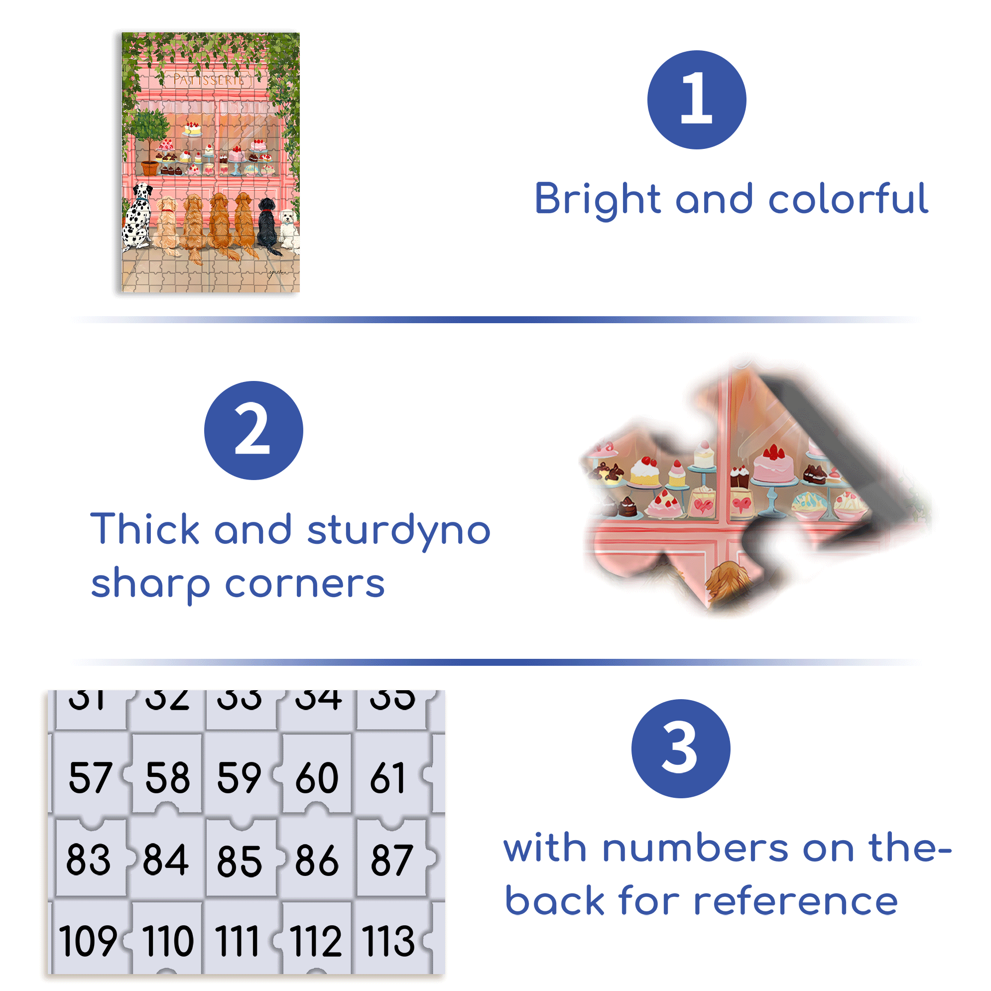 Cute Puppies Sitting 500pcs/1000pcs Jigsaw Puzzle, Scratch-Resistant, Interactive Family Game & Brain-Boosting DIY Decor, Perfect for Halloween, Christmas & New Year Gifts, Family Puzzle Game