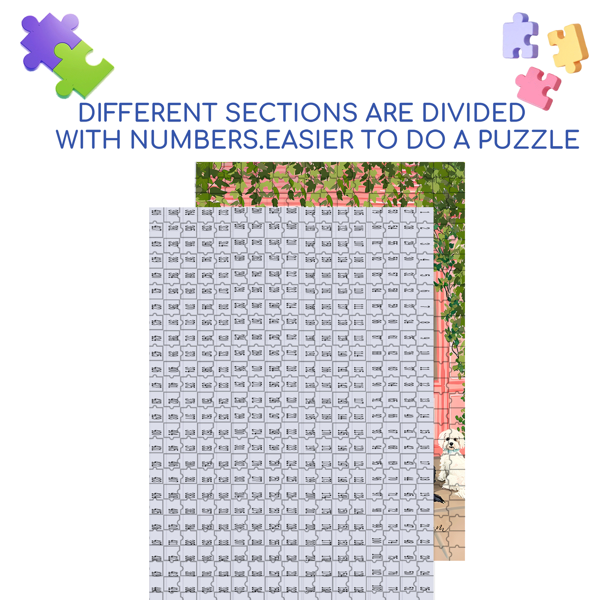 Cute Puppies Sitting 500pcs/1000pcs Jigsaw Puzzle, Scratch-Resistant, Interactive Family Game & Brain-Boosting DIY Decor, Perfect for Halloween, Christmas & New Year Gifts, Family Puzzle Game