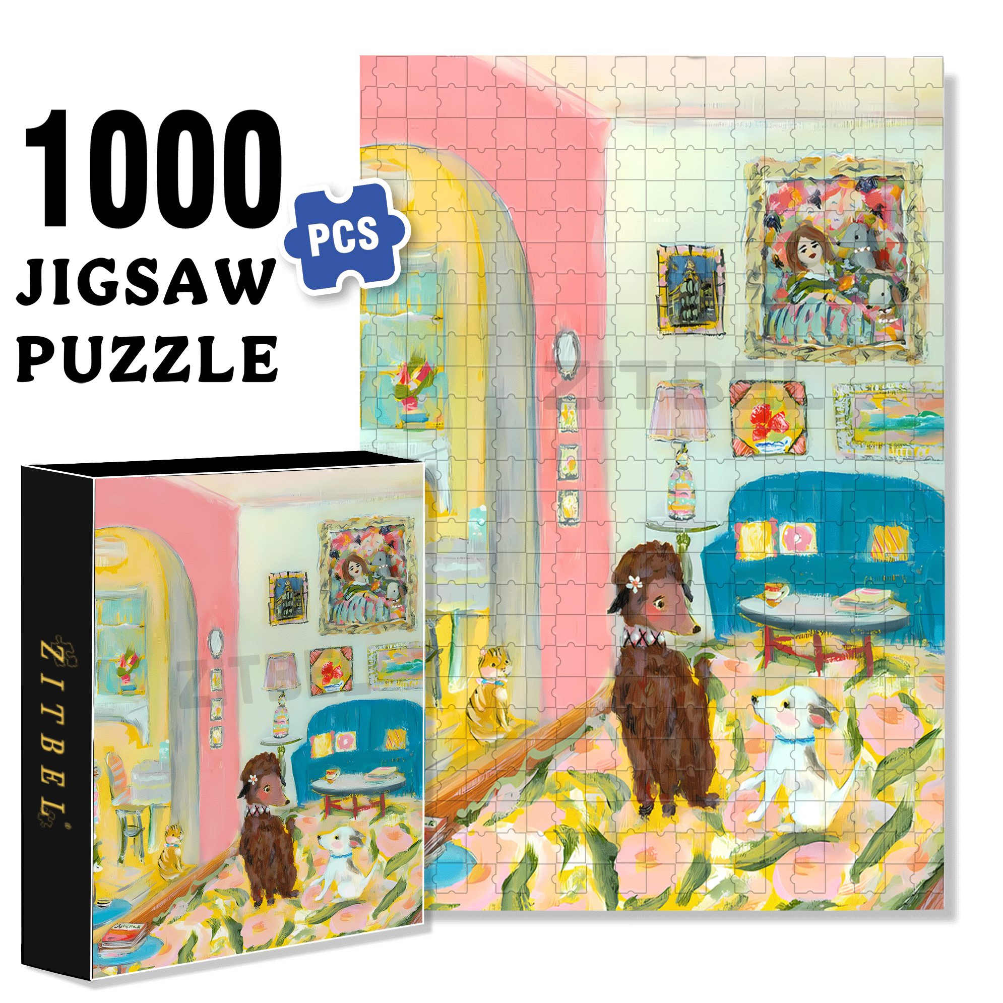 Ella's Art House 500pcs/1000pcs Jigsaw Puzzle, Scratch-Resistant, Interactive Family Game & Brain-Boosting DIY Decor, Perfect for Halloween, Christmas & New Year Gifts, Family Puzzle Game
