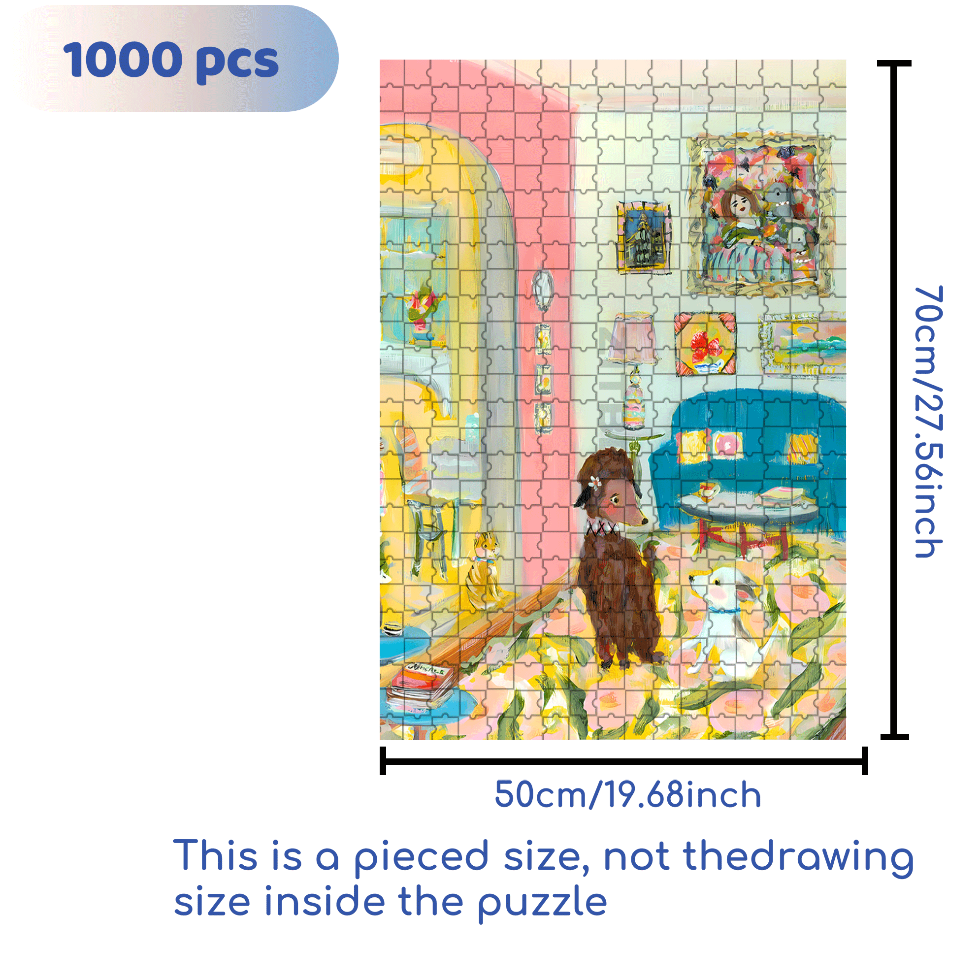 Ella's Art House 500pcs/1000pcs Jigsaw Puzzle, Scratch-Resistant, Interactive Family Game & Brain-Boosting DIY Decor, Perfect for Halloween, Christmas & New Year Gifts, Family Puzzle Game