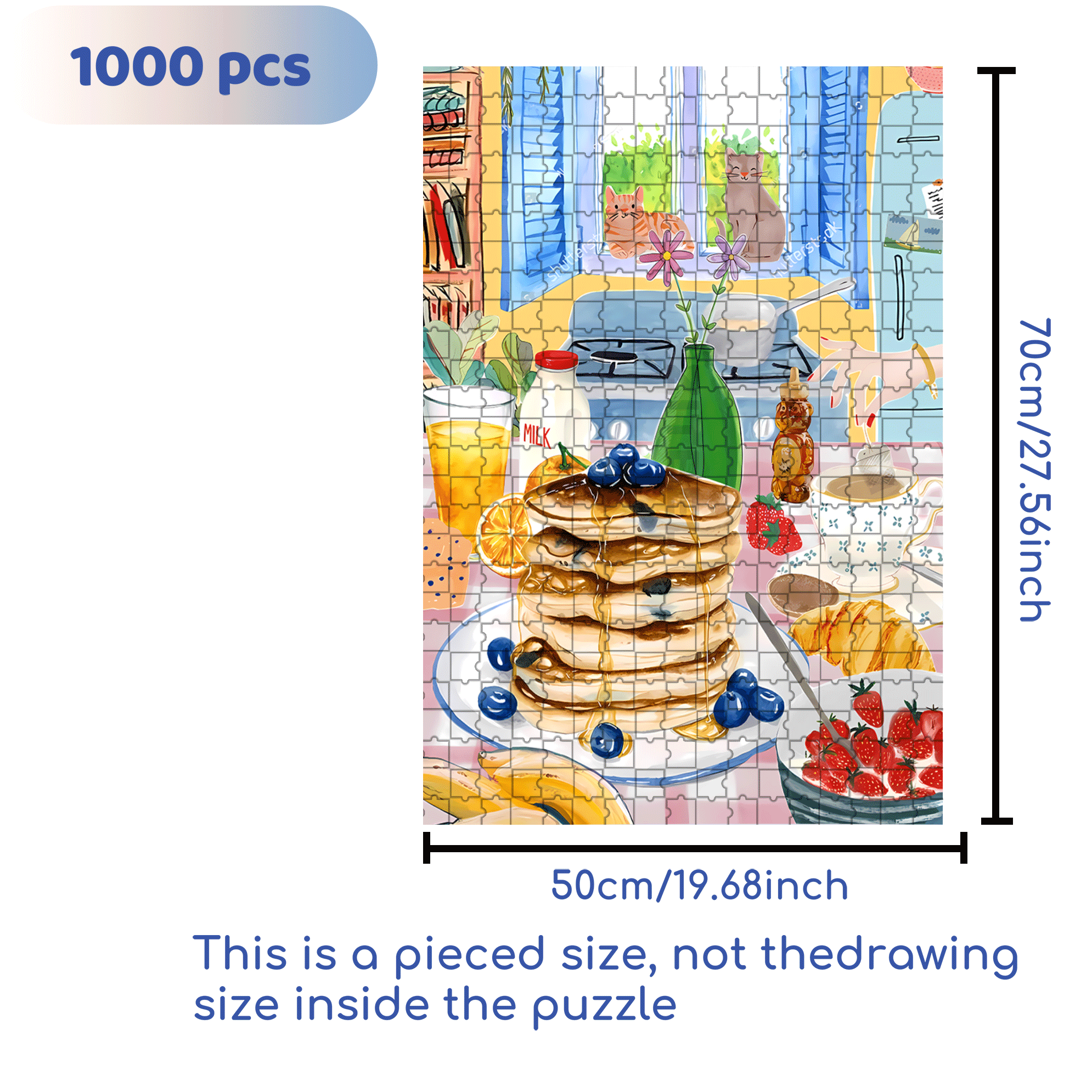 Energy Breakfast 500pcs/1000pcs Jigsaw Puzzle, Scratch-Resistant, Interactive Family Game & Brain-Boosting DIY Decor, Perfect for Halloween, Christmas & New Year Gifts, Family Puzzle Game