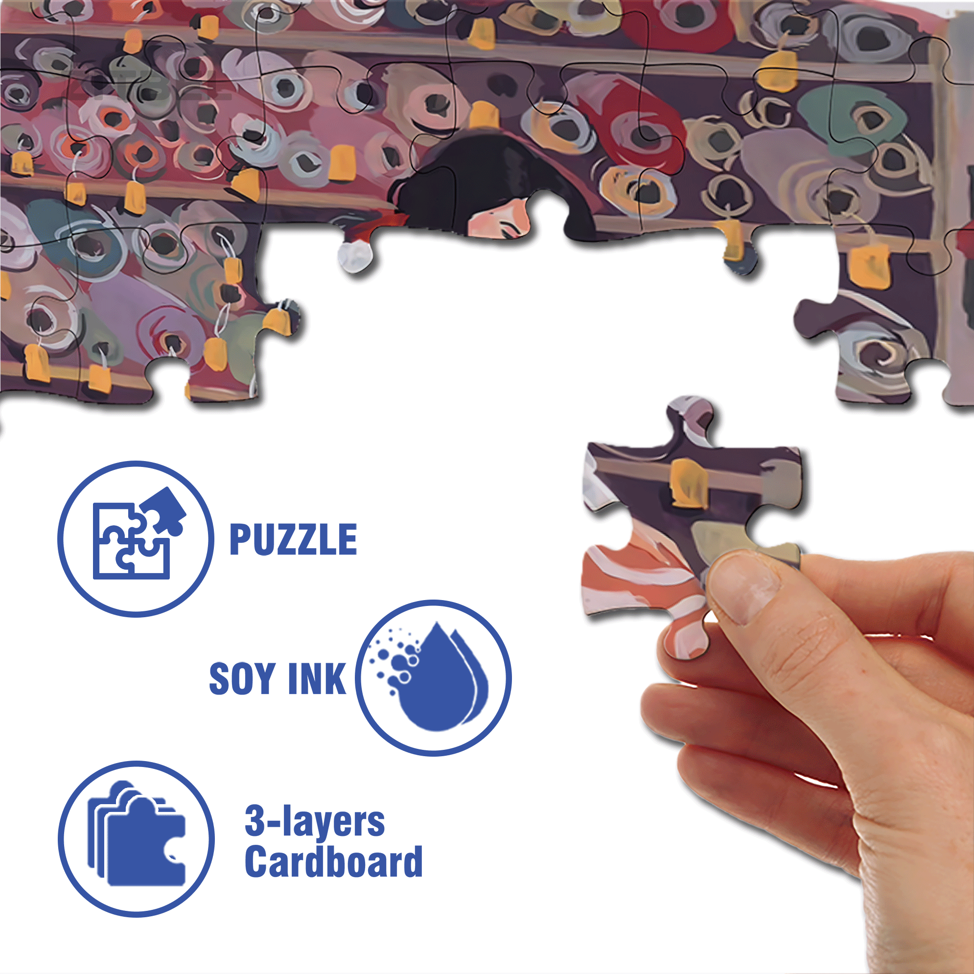 Fabric Store 500pcs/1000pcs Jigsaw Puzzle, Scratch-Resistant, Interactive Family Game & Brain-Boosting DIY Decor, Perfect for Halloween, Christmas & New Year Gifts, Family Puzzle Game