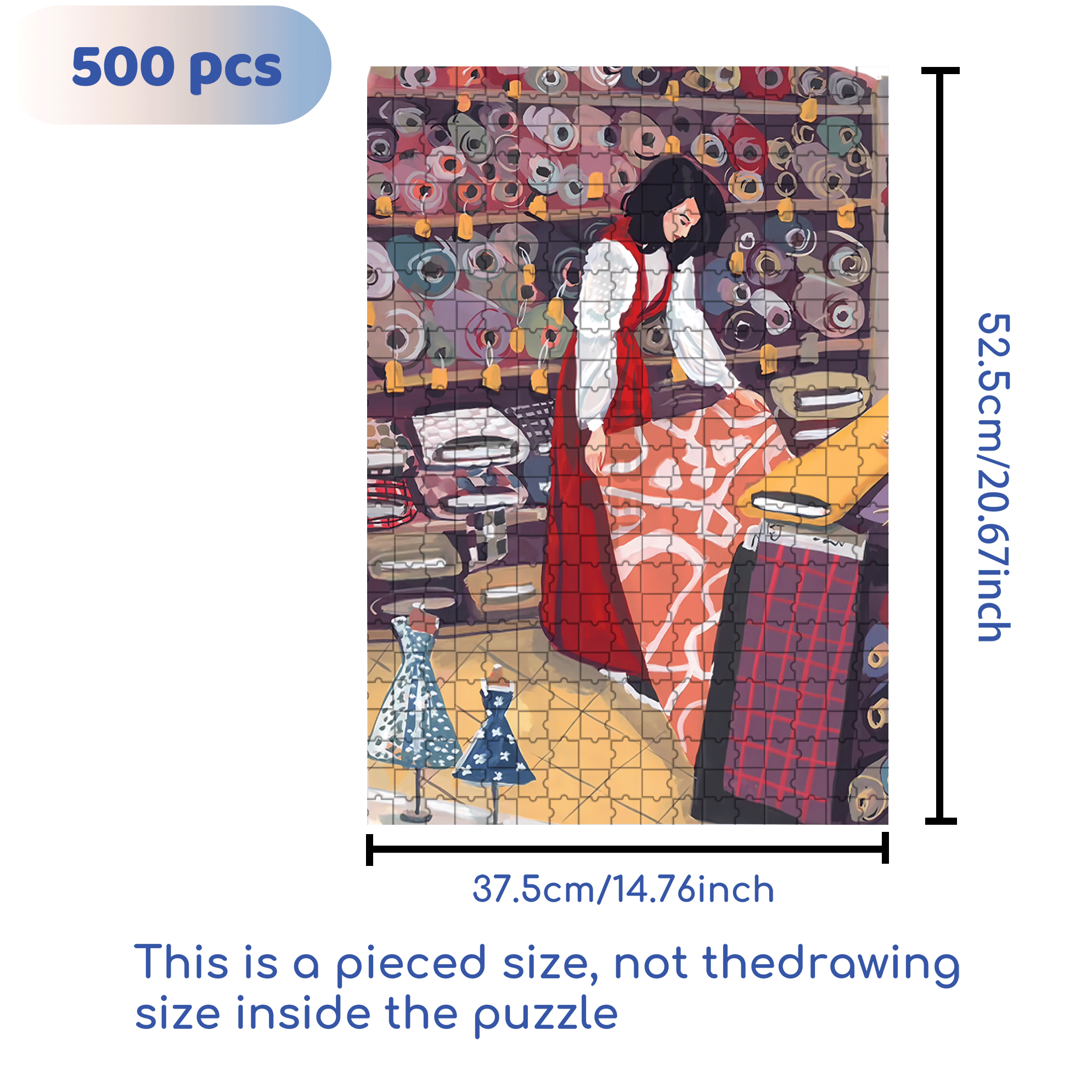 Fabric Store 500pcs/1000pcs Jigsaw Puzzle, Scratch-Resistant, Interactive Family Game & Brain-Boosting DIY Decor, Perfect for Halloween, Christmas & New Year Gifts, Family Puzzle Game