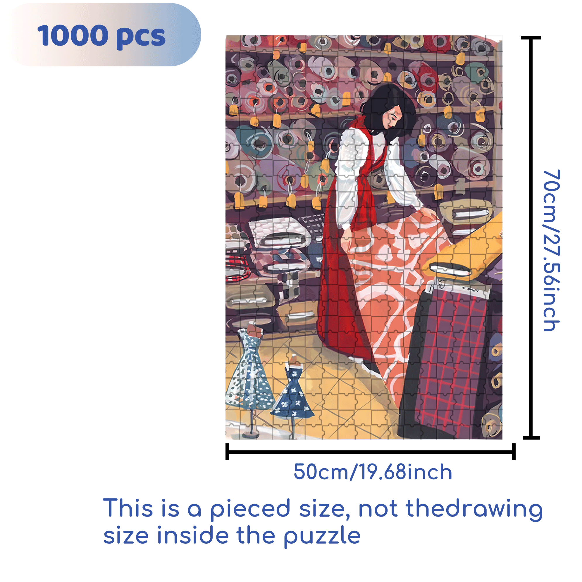 Fabric Store 500pcs/1000pcs Jigsaw Puzzle, Scratch-Resistant, Interactive Family Game & Brain-Boosting DIY Decor, Perfect for Halloween, Christmas & New Year Gifts, Family Puzzle Game