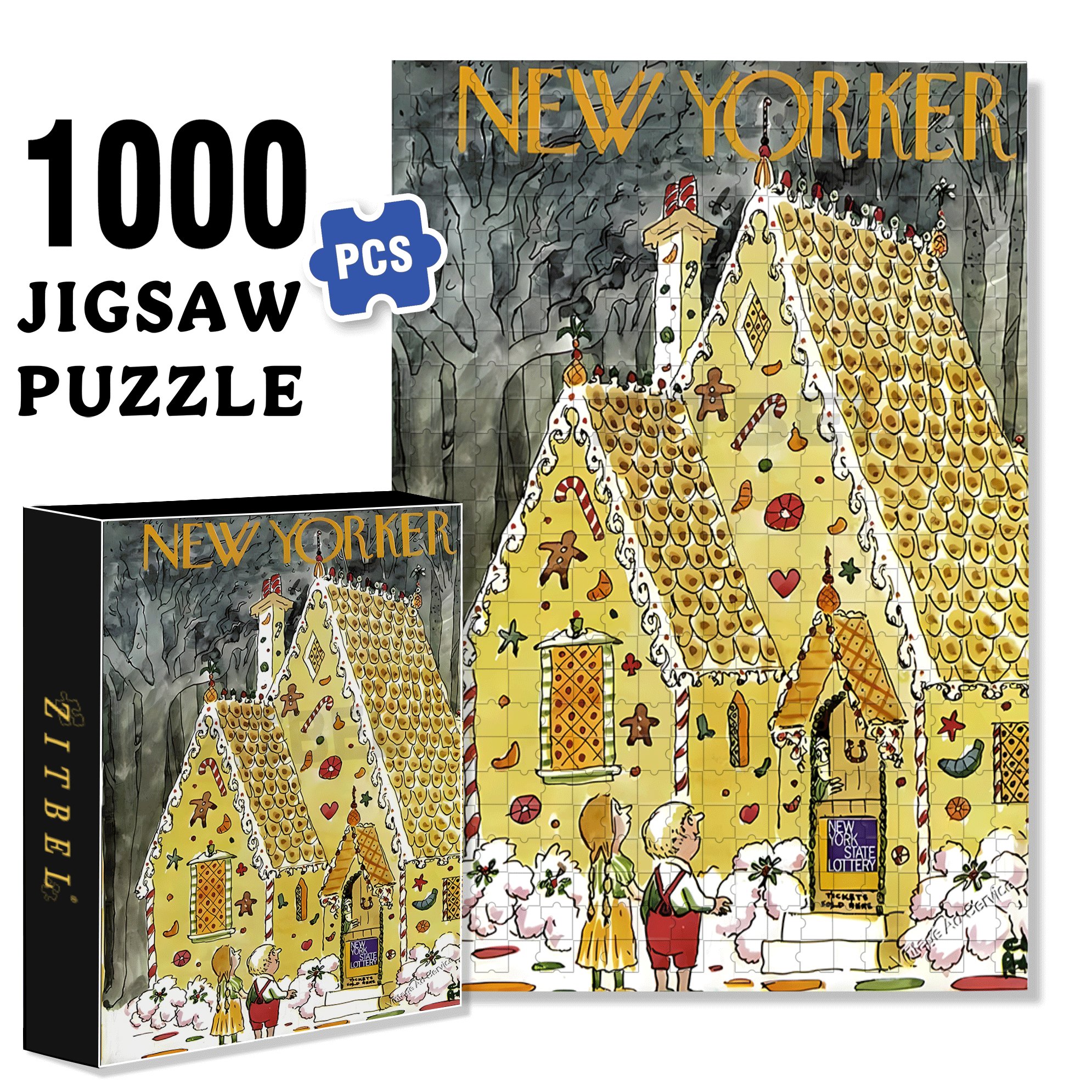 Giant Gingerbread House 500pcs/1000pcs Jigsaw Puzzle, Scratch-Resistant, Interactive Family Game & Brain-Boosting DIY Decor, Perfect for Halloween, Christmas & New Year Gifts, Family Puzzle Game