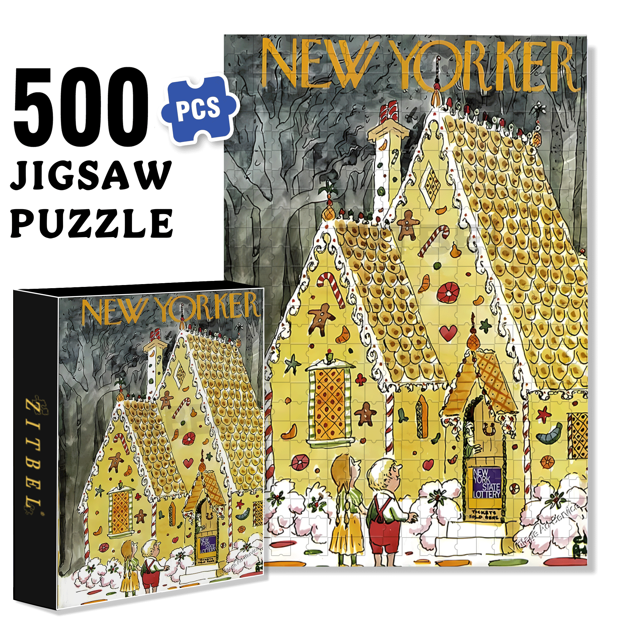 Giant Gingerbread House 500pcs/1000pcs Jigsaw Puzzle, Scratch-Resistant, Interactive Family Game & Brain-Boosting DIY Decor, Perfect for Halloween, Christmas & New Year Gifts, Family Puzzle Game