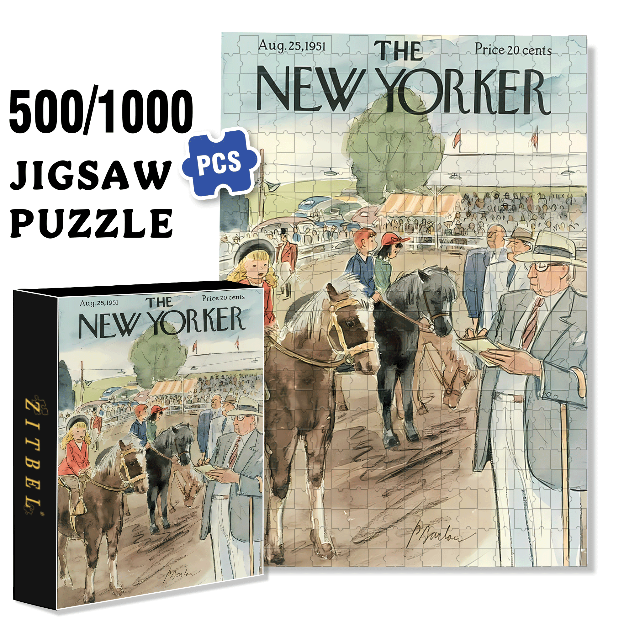 Horse Racing 500pcs/1000pcs Jigsaw Puzzle, Scratch-Resistant, Interactive Family Game & Brain-Boosting DIY Decor, Perfect for Halloween, Christmas & New Year Gifts, Family Puzzle Game