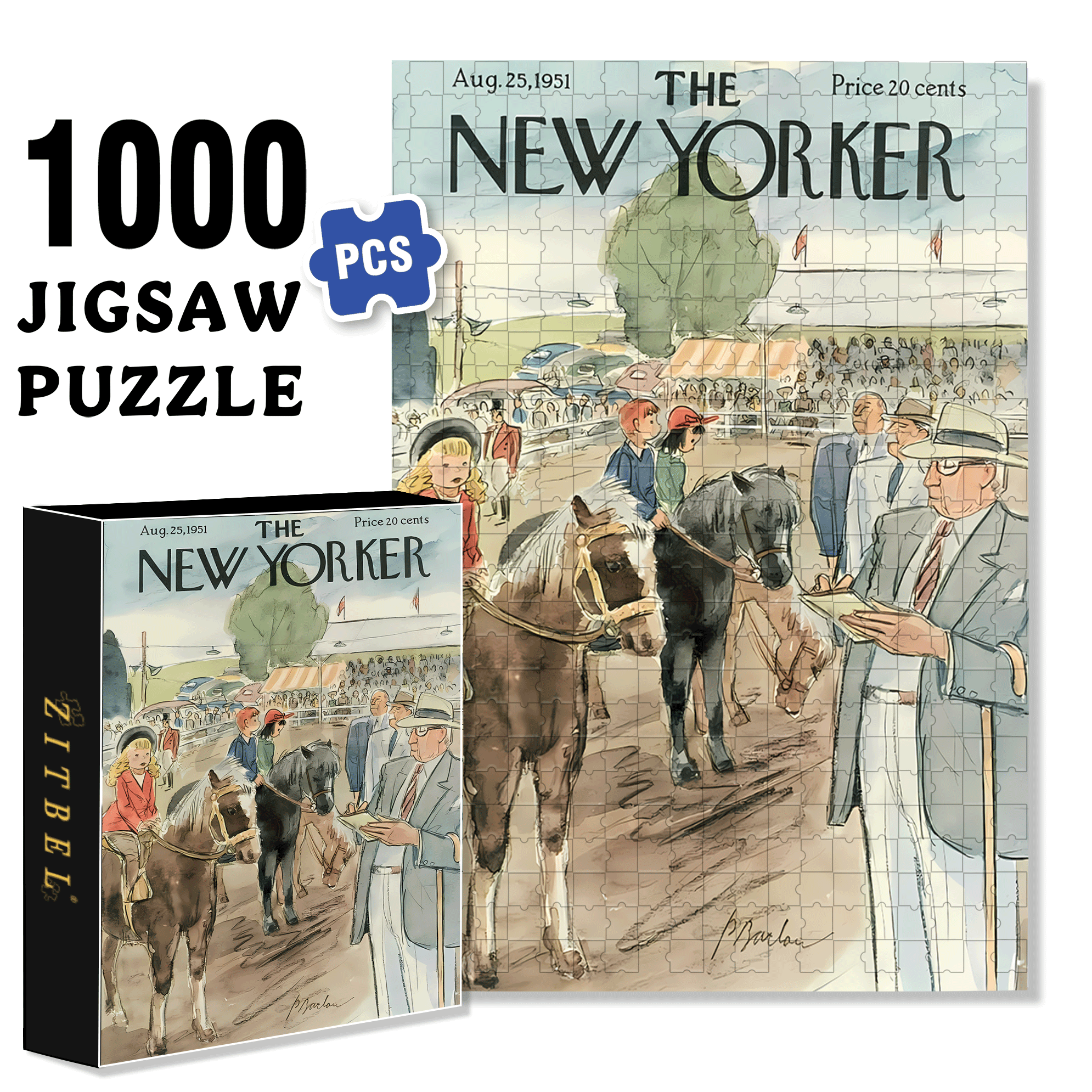Horse Racing 500pcs/1000pcs Jigsaw Puzzle, Scratch-Resistant, Interactive Family Game & Brain-Boosting DIY Decor, Perfect for Halloween, Christmas & New Year Gifts, Family Puzzle Game