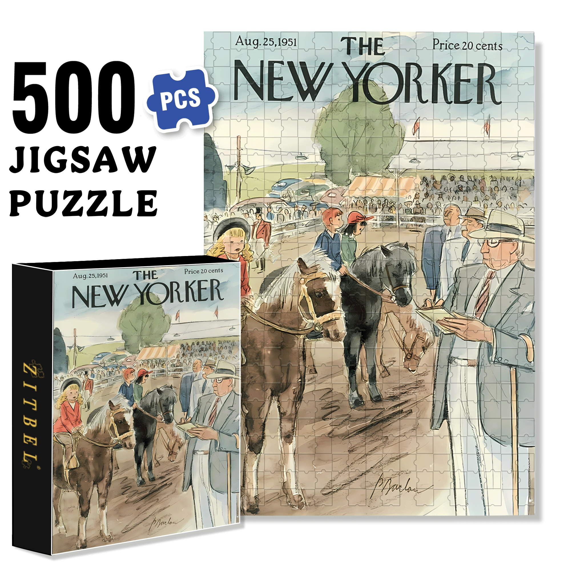Horse Racing 500pcs/1000pcs Jigsaw Puzzle, Scratch-Resistant, Interactive Family Game & Brain-Boosting DIY Decor, Perfect for Halloween, Christmas & New Year Gifts, Family Puzzle Game
