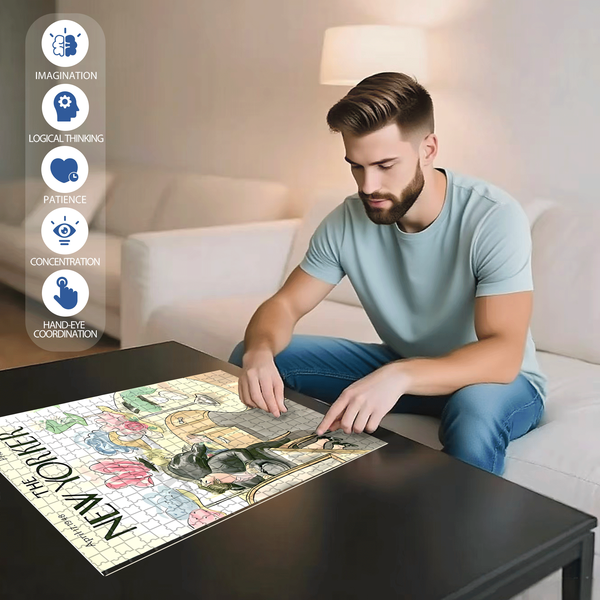 In The Process Of Selecting 500pcs/1000pcs Jigsaw Puzzle, Scratch-Resistant, Interactive Family Game & Brain-Boosting DIY Decor, Perfect for Halloween, Christmas & New Year Gifts, Family Puzzle Game