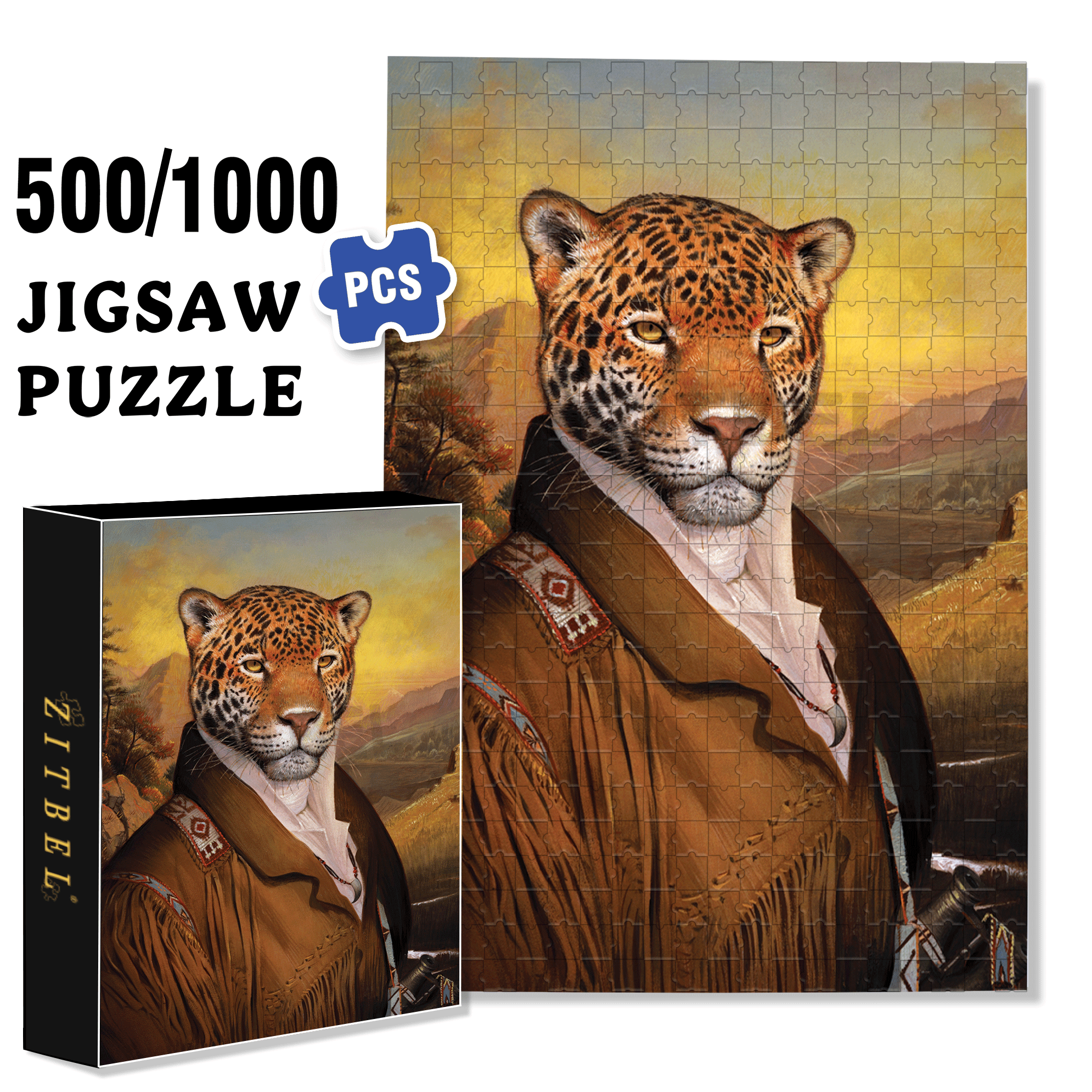 Mr. Leopard 500pcs/1000pcs Jigsaw Puzzle, Scratch-Resistant, Interactive Family Game & Brain-Boosting DIY Decor, Perfect for Halloween, Christmas & New Year Gifts, Family Puzzle Game