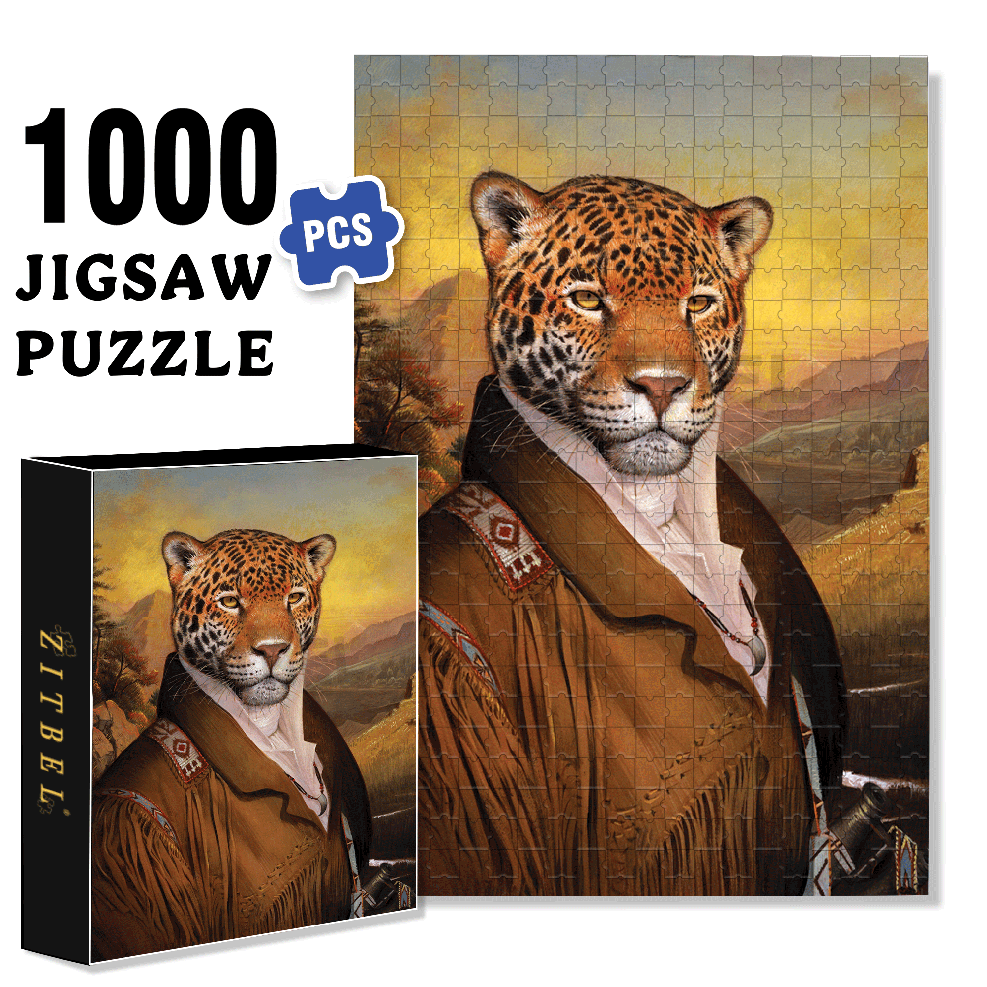 Mr. Leopard 500pcs/1000pcs Jigsaw Puzzle, Scratch-Resistant, Interactive Family Game & Brain-Boosting DIY Decor, Perfect for Halloween, Christmas & New Year Gifts, Family Puzzle Game