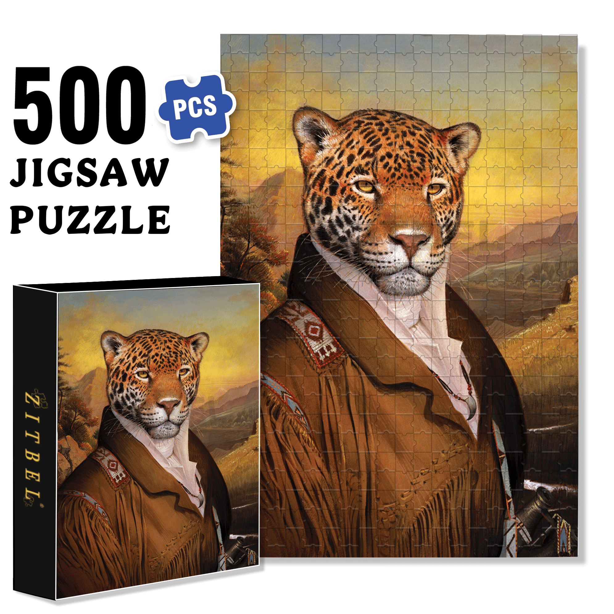 Mr. Leopard 500pcs/1000pcs Jigsaw Puzzle, Scratch-Resistant, Interactive Family Game & Brain-Boosting DIY Decor, Perfect for Halloween, Christmas & New Year Gifts, Family Puzzle Game