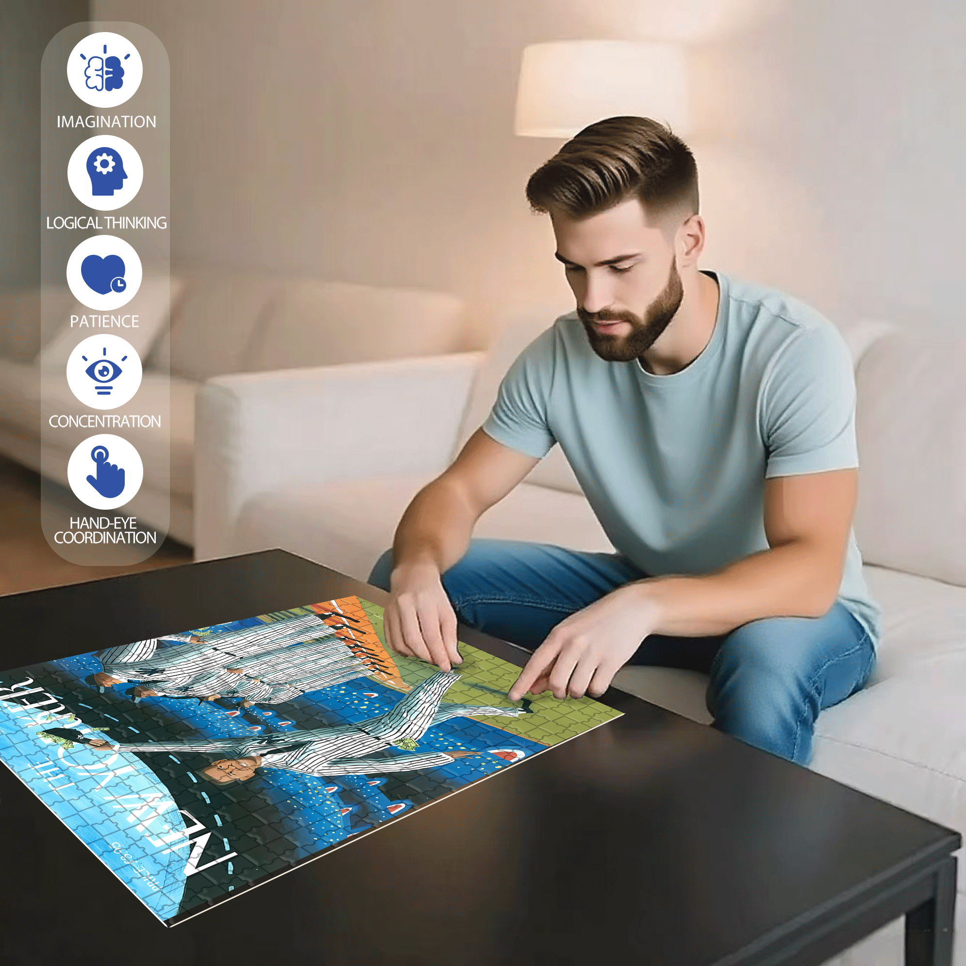 On The Baseball Field 500pcs/1000pcs Jigsaw Puzzle, Scratch-Resistant, Interactive Family Game & Brain-Boosting DIY Decor, Perfect for Halloween, Christmas & New Year Gifts, Family Puzzle Game