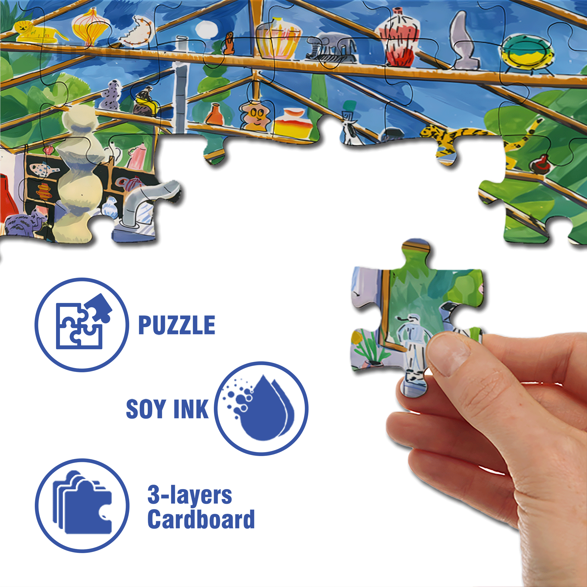 Pottery Throwing 500pcs/1000pcs Jigsaw Puzzle, Scratch-Resistant, Interactive Family Game & Brain-Boosting DIY Decor, Perfect for Halloween, Christmas & New Year Gifts, Family Puzzle Game
