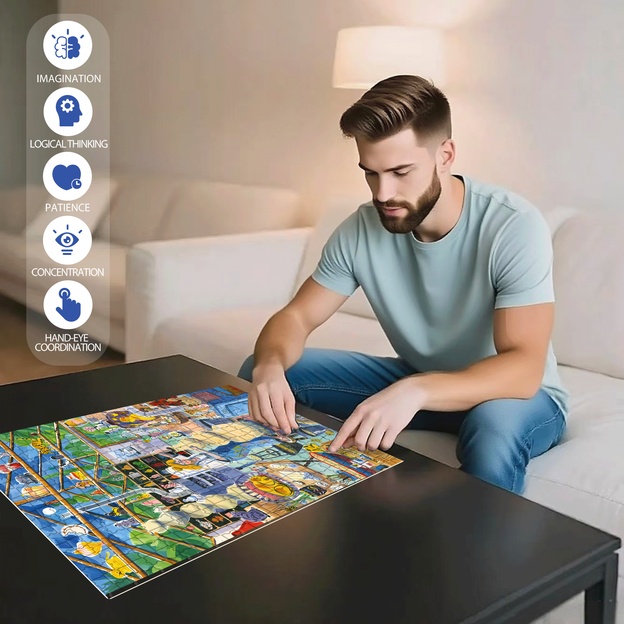 Pottery Throwing 500pcs/1000pcs Jigsaw Puzzle, Scratch-Resistant, Interactive Family Game & Brain-Boosting DIY Decor, Perfect for Halloween, Christmas & New Year Gifts, Family Puzzle Game