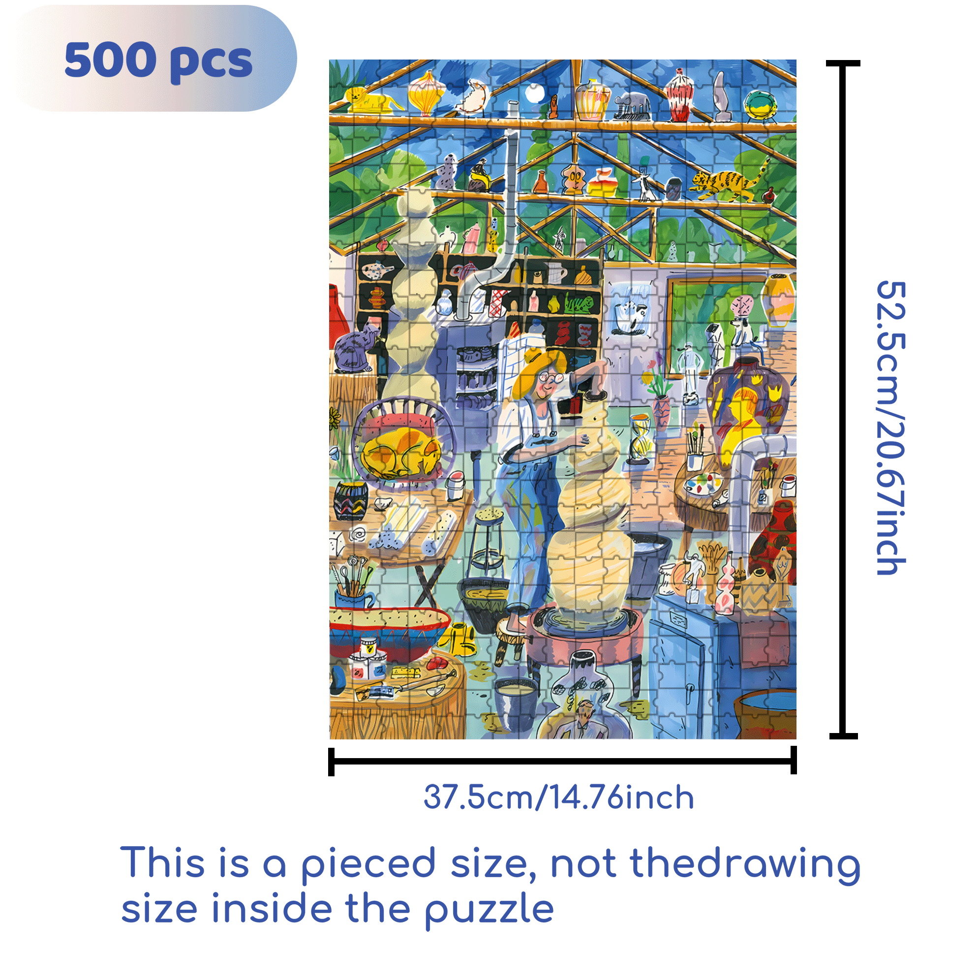 Pottery Throwing 500pcs/1000pcs Jigsaw Puzzle, Scratch-Resistant, Interactive Family Game & Brain-Boosting DIY Decor, Perfect for Halloween, Christmas & New Year Gifts, Family Puzzle Game