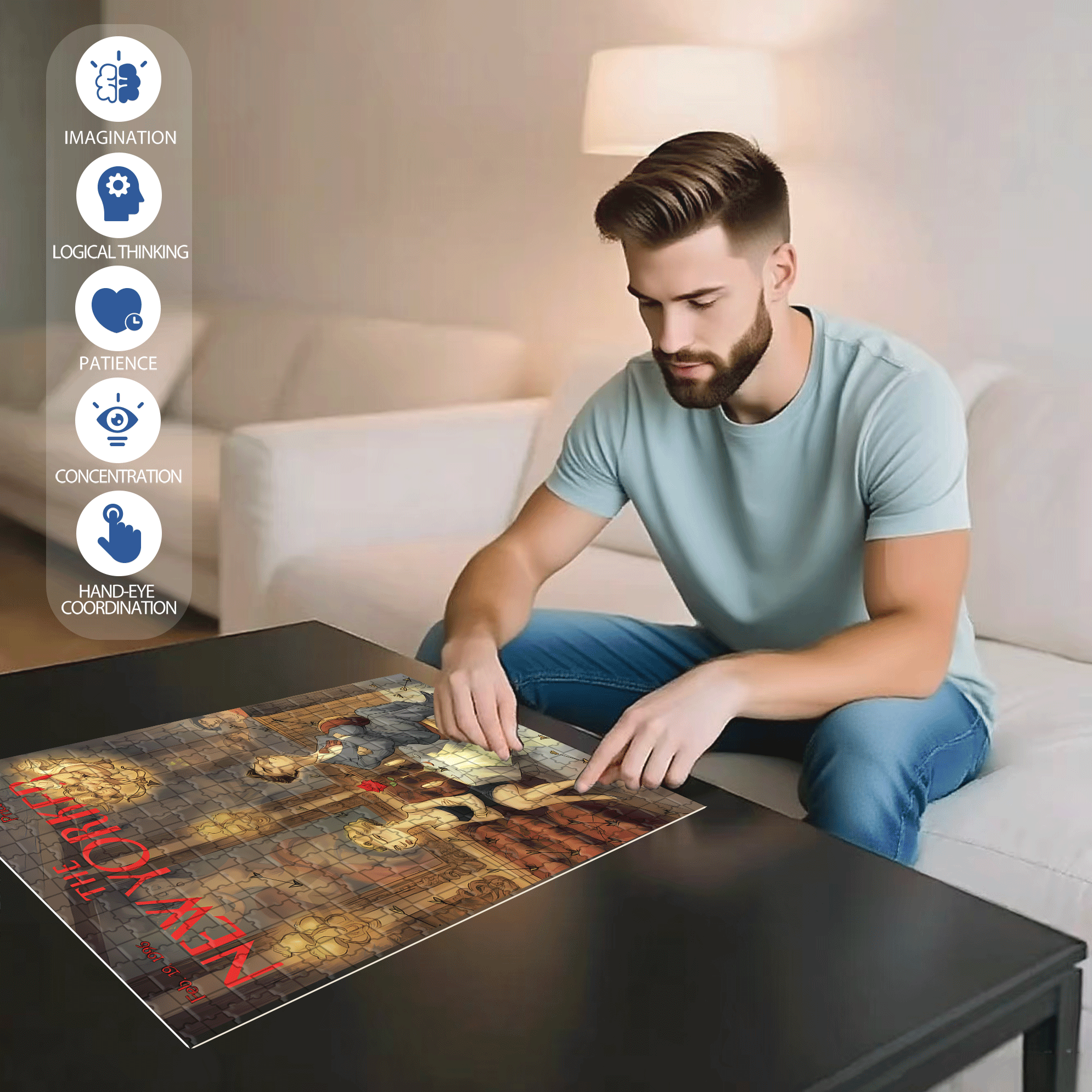 Quarrel 500pcs/1000pcs Jigsaw Puzzle, Scratch-Resistant, Interactive Family Game & Brain-Boosting DIY Decor, Perfect for Halloween, Christmas & New Year Gifts, Family Puzzle Game