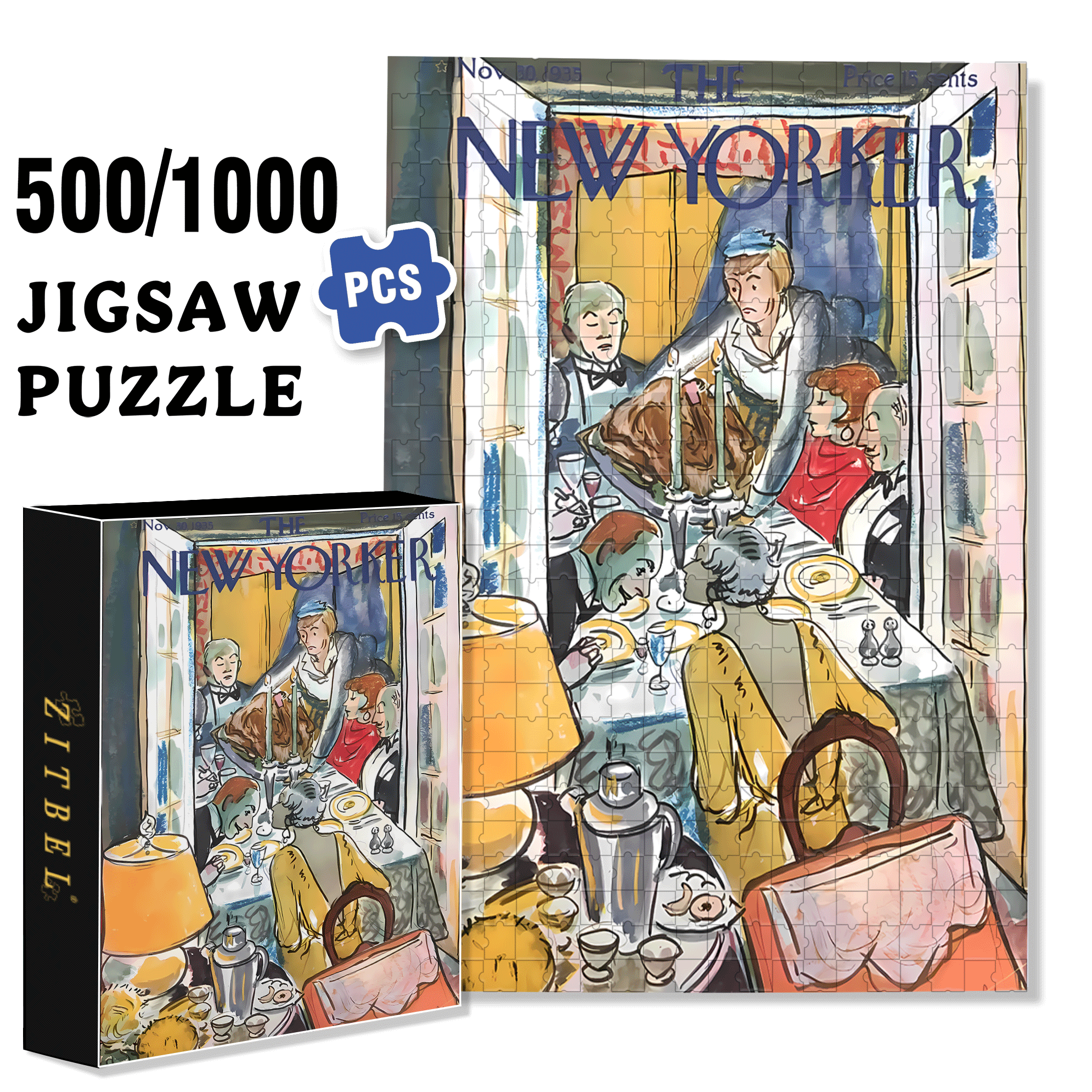 Roast Turkey 500pcs/1000pcs Jigsaw Puzzle, Scratch-Resistant, Interactive Family Game & Brain-Boosting DIY Decor, Perfect for Halloween, Christmas & New Year Gifts, Family Puzzle Game