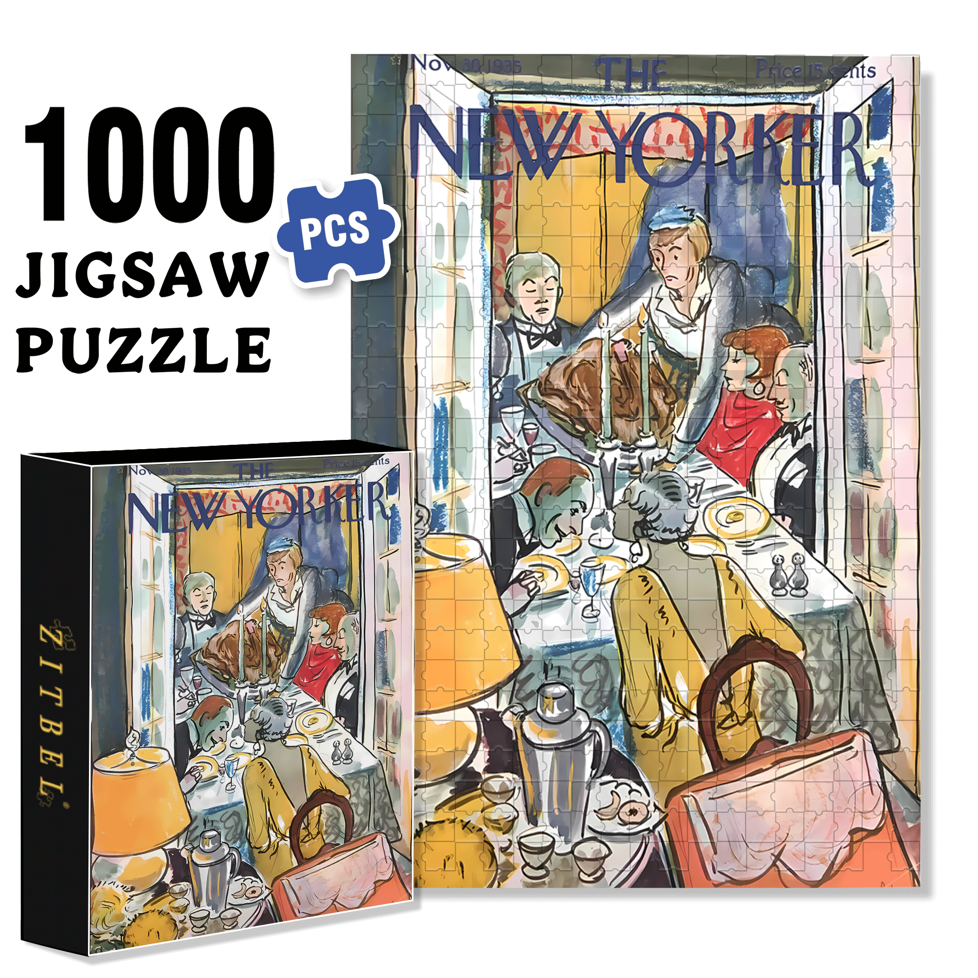 Roast Turkey 500pcs/1000pcs Jigsaw Puzzle, Scratch-Resistant, Interactive Family Game & Brain-Boosting DIY Decor, Perfect for Halloween, Christmas & New Year Gifts, Family Puzzle Game