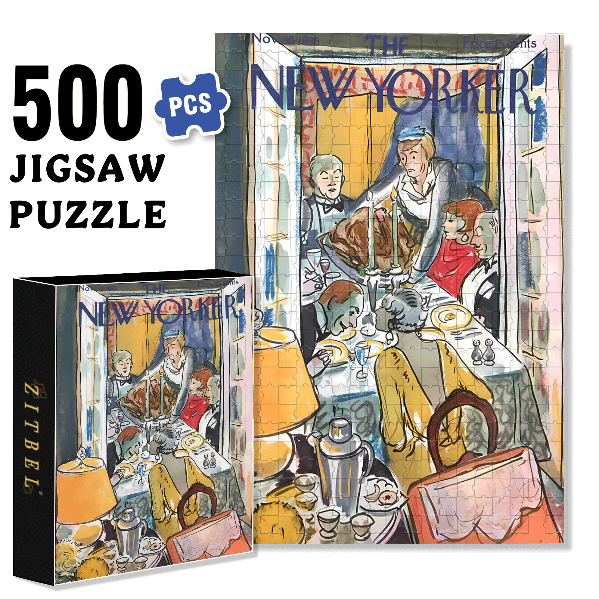 Roast Turkey 500pcs/1000pcs Jigsaw Puzzle, Scratch-Resistant, Interactive Family Game & Brain-Boosting DIY Decor, Perfect for Halloween, Christmas & New Year Gifts, Family Puzzle Game