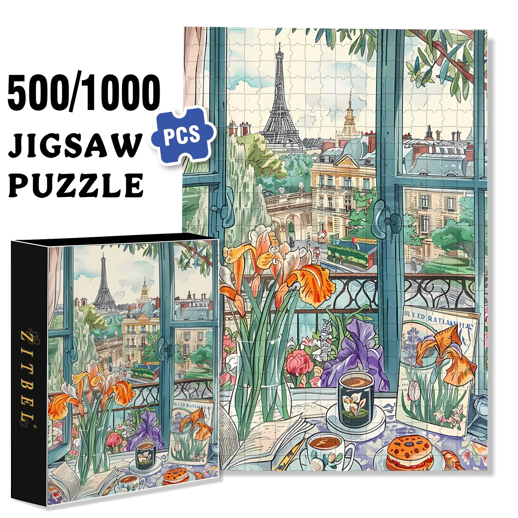 Romantic Atmosphere 500pcs/1000pcs Jigsaw Puzzle, Scratch-Resistant, Interactive Family Game & Brain-Boosting DIY Decor, Perfect for Halloween, Christmas & New Year Gifts, Family Puzzle Game