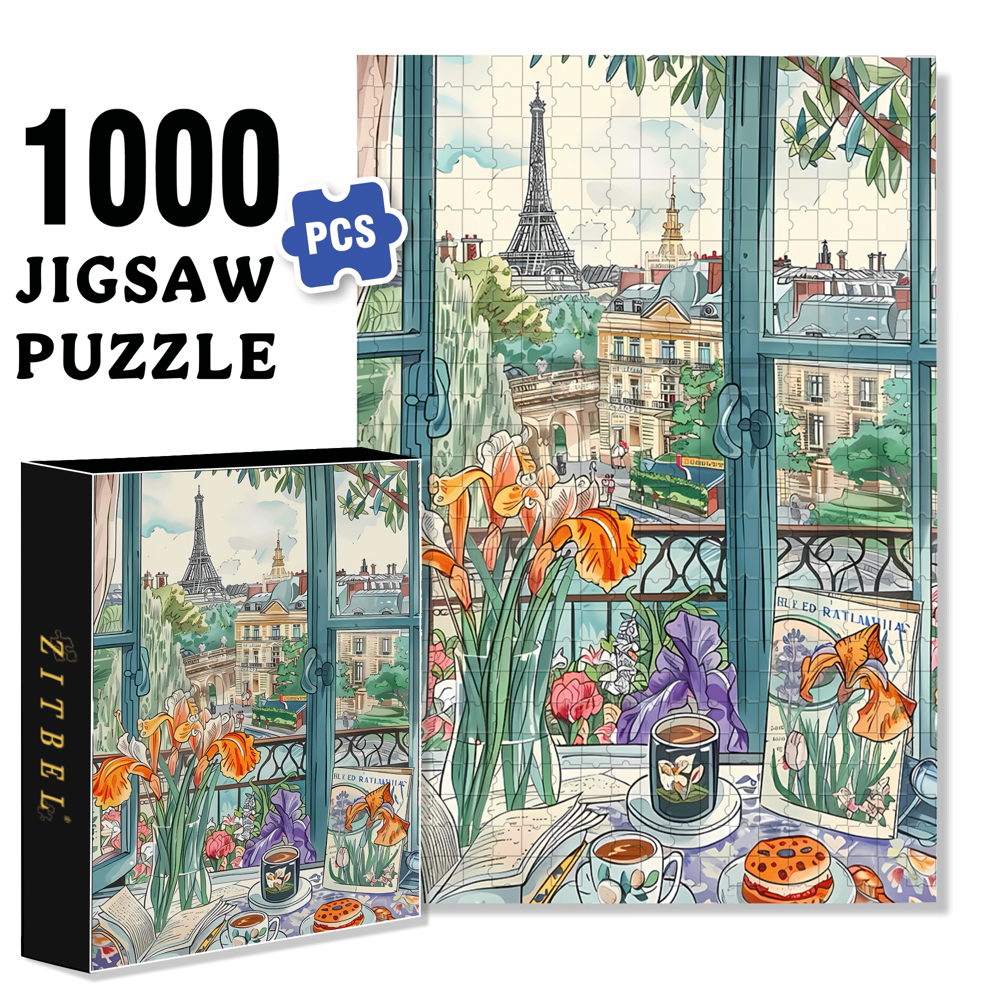 Romantic Atmosphere 500pcs/1000pcs Jigsaw Puzzle, Scratch-Resistant, Interactive Family Game & Brain-Boosting DIY Decor, Perfect for Halloween, Christmas & New Year Gifts, Family Puzzle Game