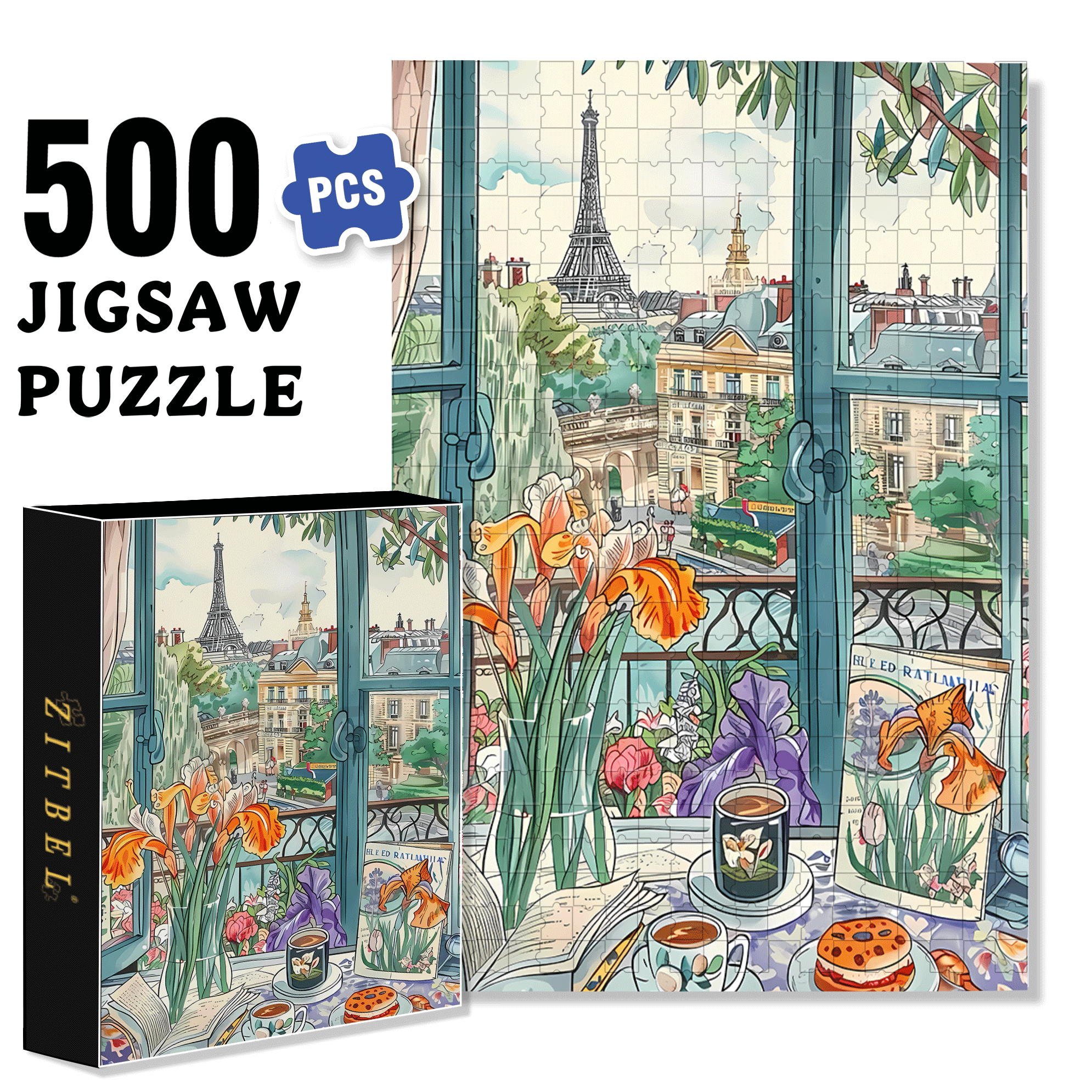 Romantic Atmosphere 500pcs/1000pcs Jigsaw Puzzle, Scratch-Resistant, Interactive Family Game & Brain-Boosting DIY Decor, Perfect for Halloween, Christmas & New Year Gifts, Family Puzzle Game