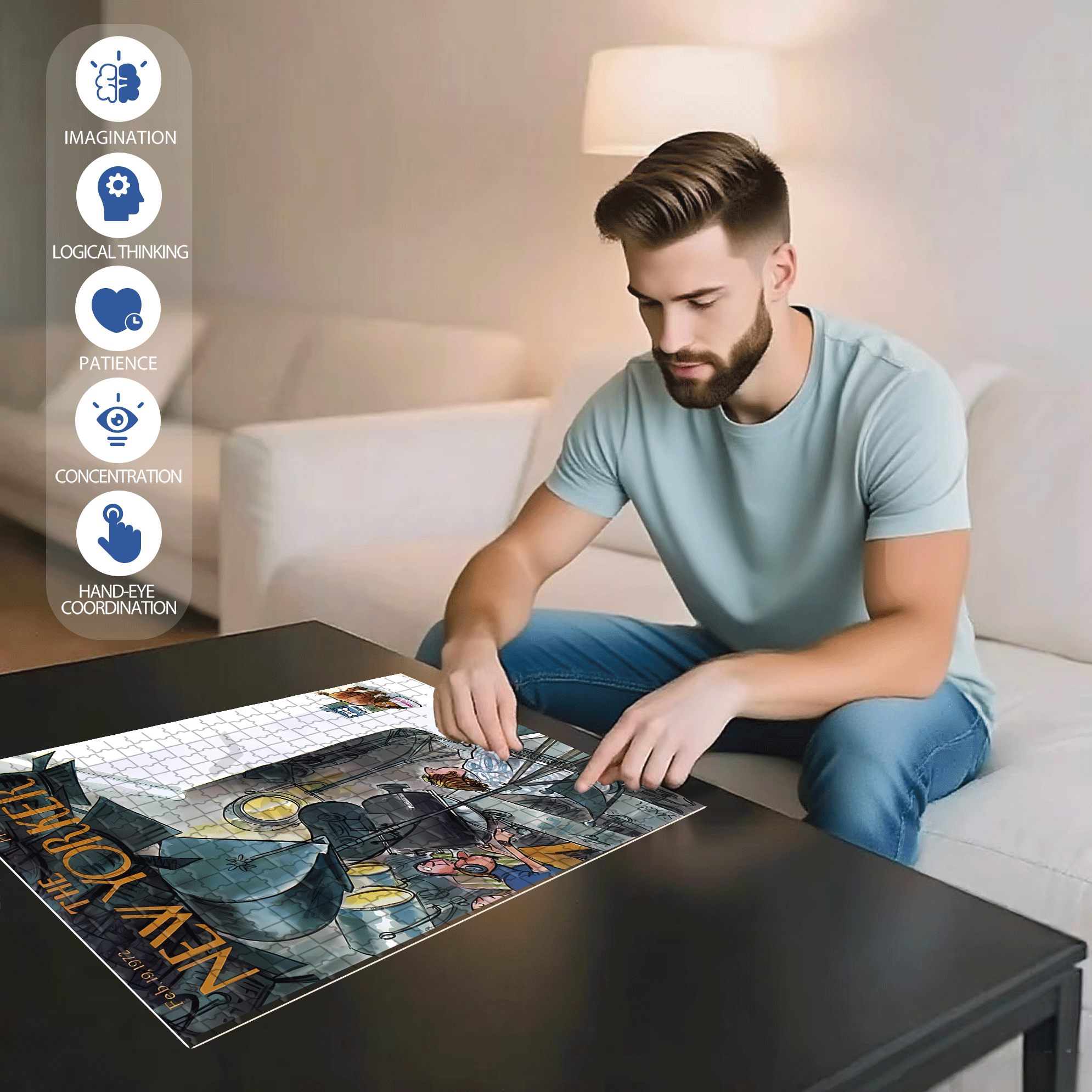 Shooting An Advertisement 500pcs/1000pcs Jigsaw Puzzle, Scratch-Resistant, Interactive Family Game & Brain-Boosting DIY Decor, Perfect for Halloween, Christmas & New Year Gifts, Family Puzzle Game