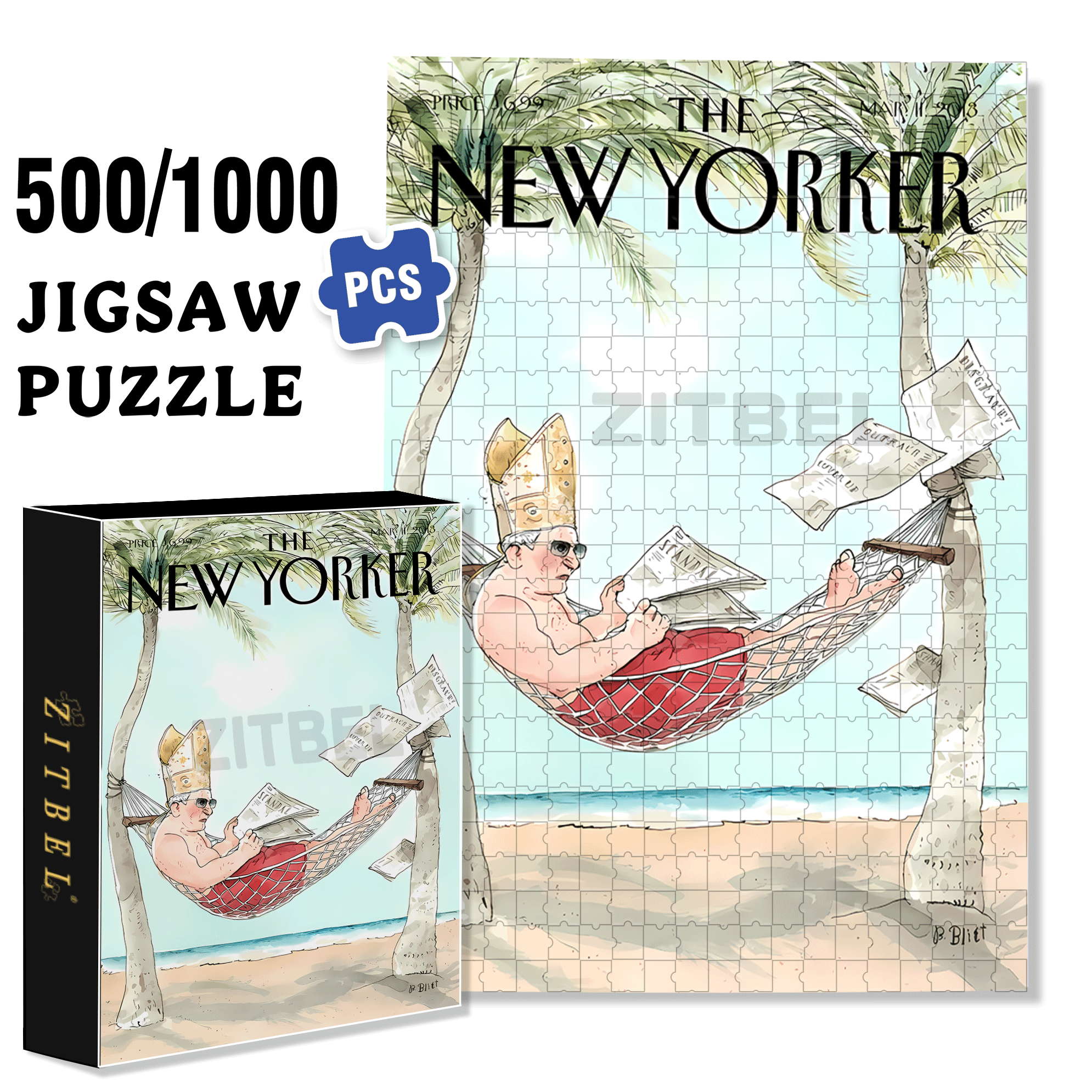 The King's Newspaper 500pcs/1000pcs Jigsaw Puzzle, Scratch-Resistant, Interactive Family Game & Brain-Boosting DIY Decor, Perfect for Halloween, Christmas & New Year Gifts, Family Puzzle Game