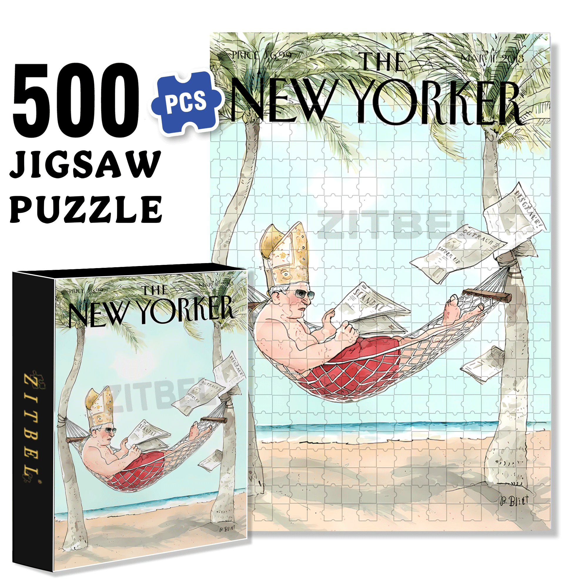 The King's Newspaper 500pcs/1000pcs Jigsaw Puzzle, Scratch-Resistant, Interactive Family Game & Brain-Boosting DIY Decor, Perfect for Halloween, Christmas & New Year Gifts, Family Puzzle Game