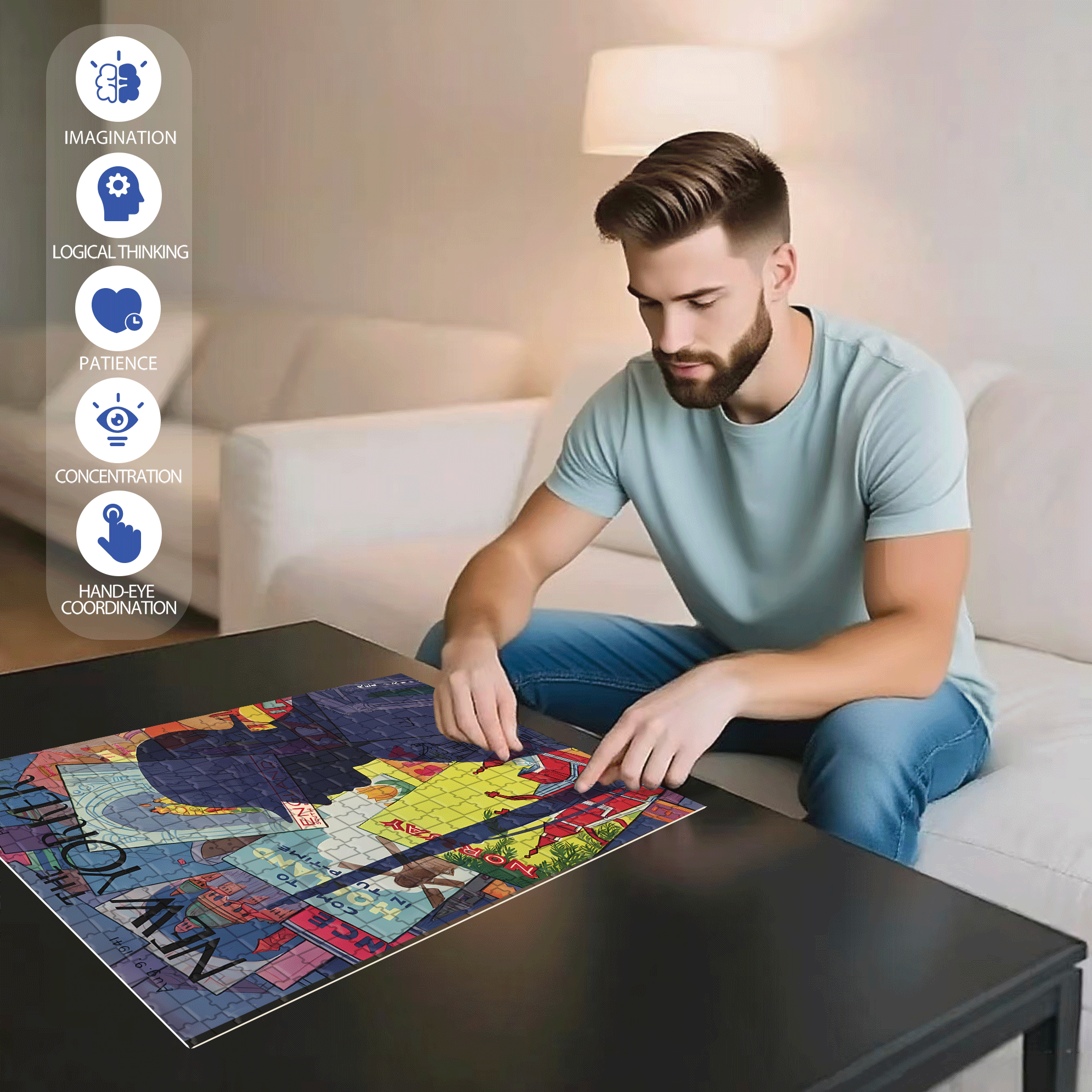 The Soldier's Shadow 500pcs/1000pcs Jigsaw Puzzle, Scratch-Resistant, Interactive Family Game & Brain-Boosting DIY Decor, Perfect for Halloween, Christmas & New Year Gifts, Family Puzzle Game