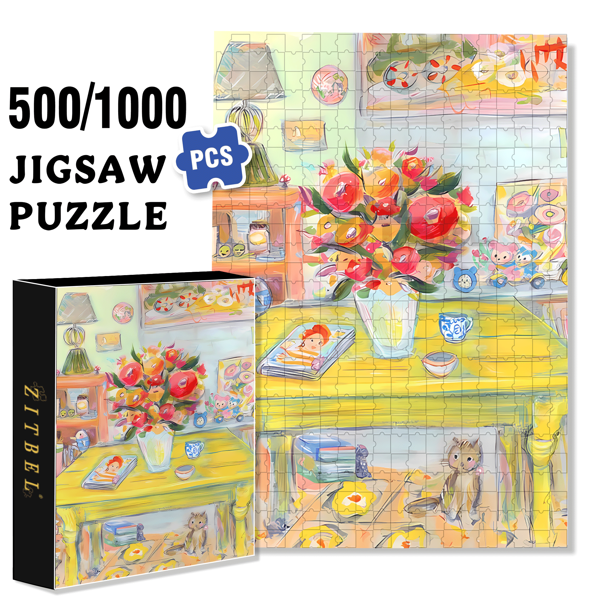 Today At Home 500pcs/1000pcs Jigsaw Puzzle, Scratch-Resistant, Interactive Family Game & Brain-Boosting DIY Decor, Perfect for Halloween, Christmas & New Year Gifts, Family Puzzle Game