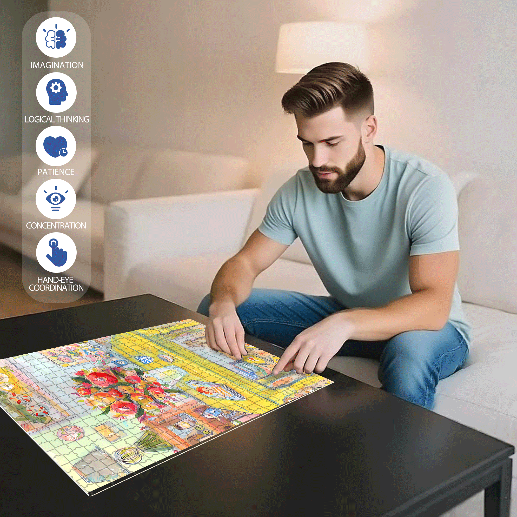 Today At Home 500pcs/1000pcs Jigsaw Puzzle, Scratch-Resistant, Interactive Family Game & Brain-Boosting DIY Decor, Perfect for Halloween, Christmas & New Year Gifts, Family Puzzle Game