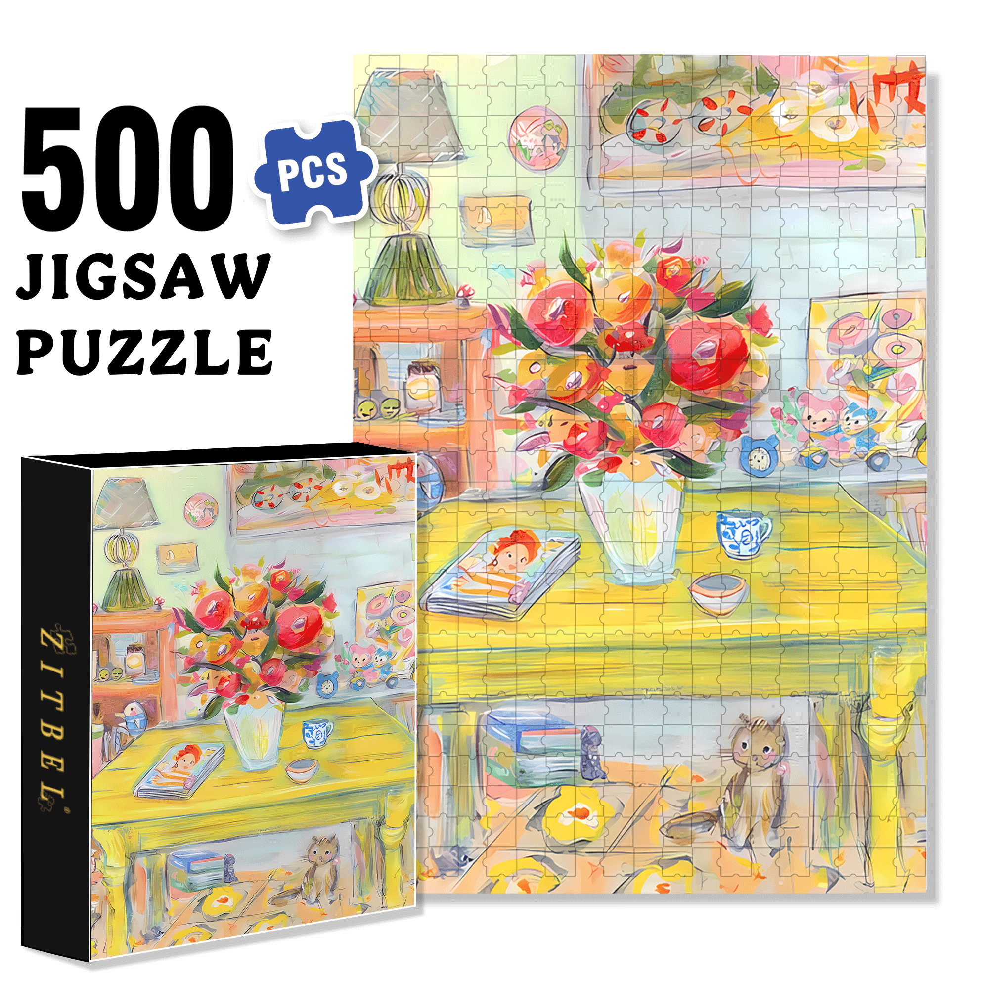 Today At Home 500pcs/1000pcs Jigsaw Puzzle, Scratch-Resistant, Interactive Family Game & Brain-Boosting DIY Decor, Perfect for Halloween, Christmas & New Year Gifts, Family Puzzle Game