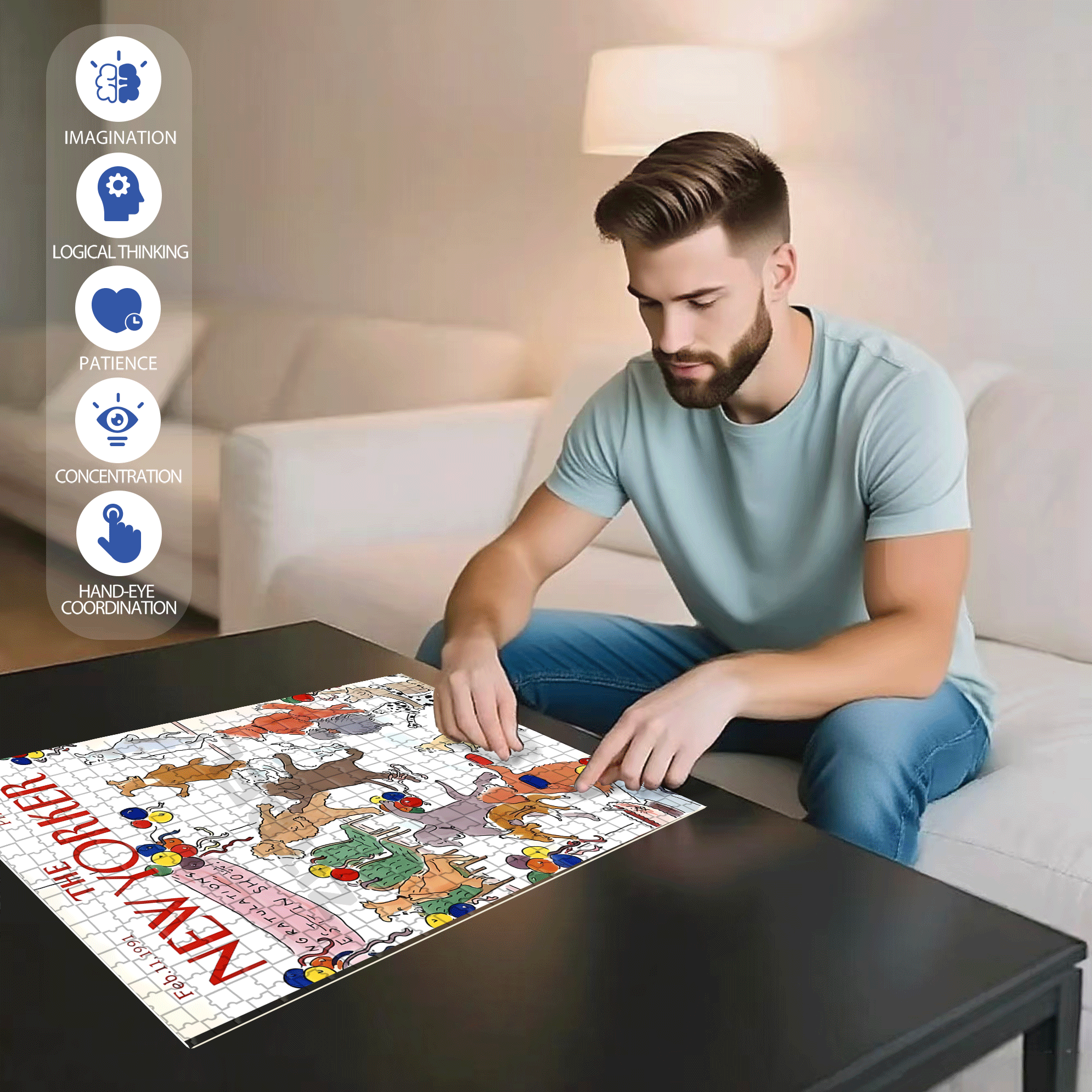 Victory Celebration Banquet 500pcs/1000pcs Jigsaw Puzzle, Scratch-Resistant, Interactive Family Game & Brain-Boosting DIY Decor, Perfect for Halloween, Christmas & New Year Gifts, Family Puzzle Game