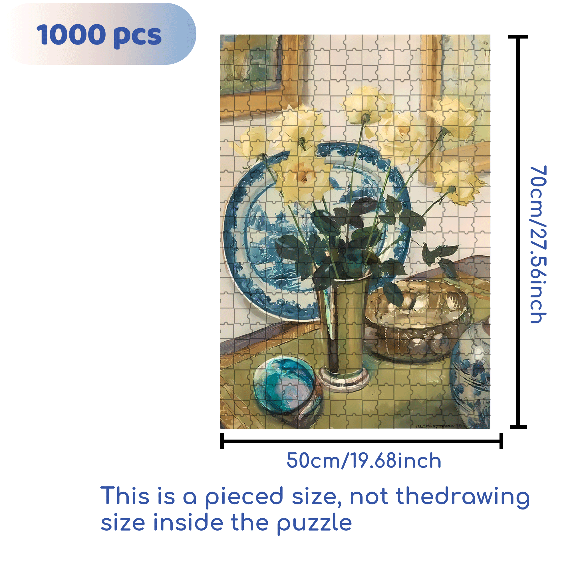 White Pointed Rose 500pcs/1000pcs Jigsaw Puzzle, Scratch-Resistant, Interactive Family Game & Brain-Boosting DIY Decor, Perfect for Halloween, Christmas & New Year Gifts, Family Puzzle Game