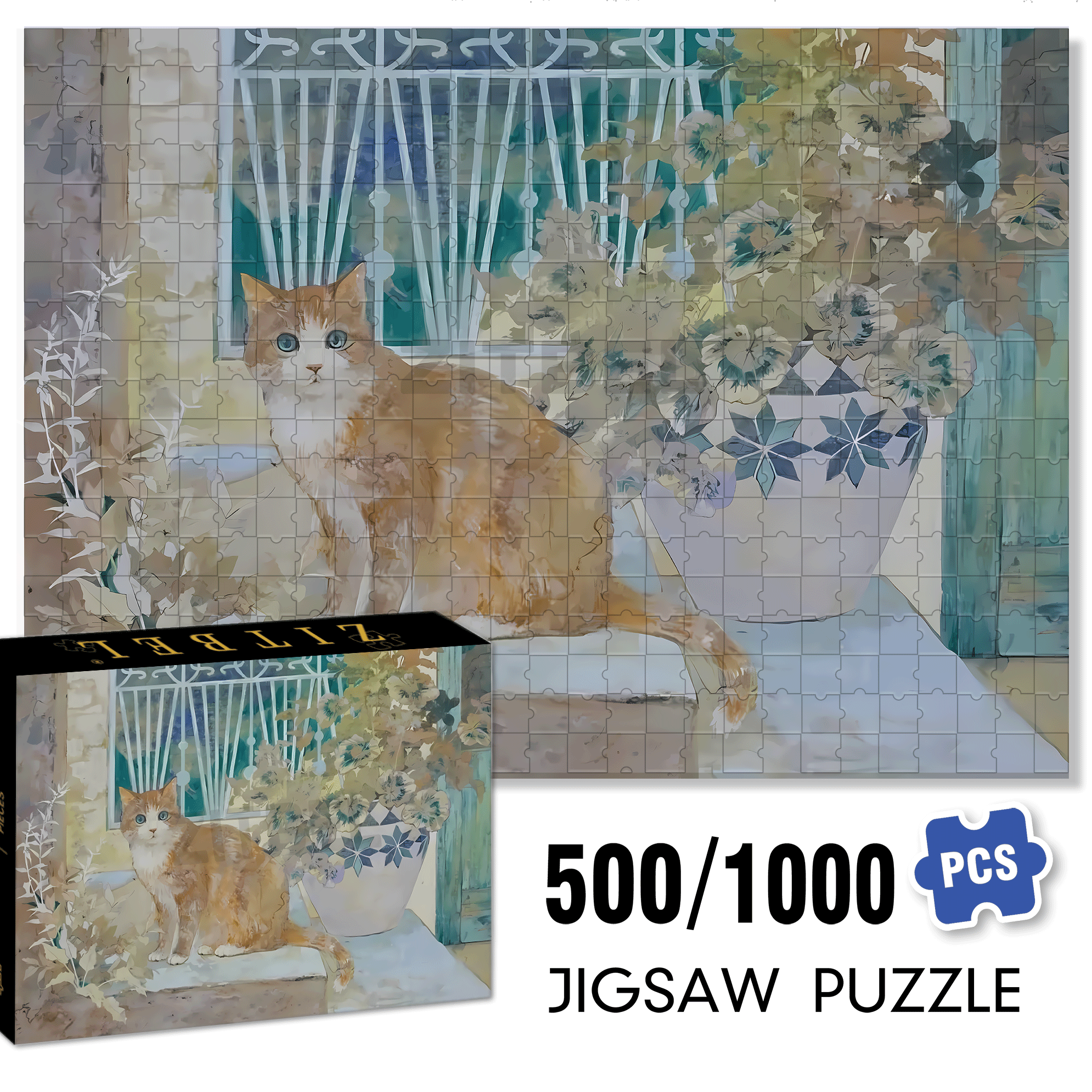 A Look Of Surprise 500pcs/1000pcs Jigsaw Puzzle, Scratch-Resistant, Interactive Family Game & Brain-Boosting DIY Decor, Perfect for Halloween, Christmas & New Year Gifts, Family Puzzle Game