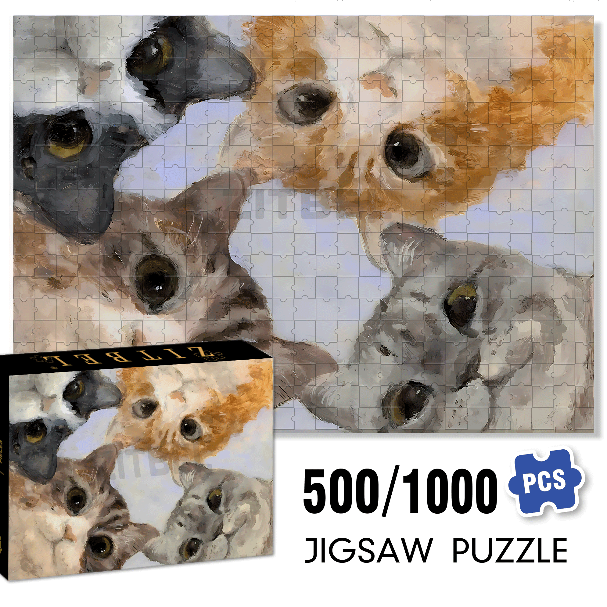 Attention 500pcs/1000pcs Jigsaw Puzzle, Scratch-Resistant, Interactive Family Game & Brain-Boosting DIY Decor, Perfect for Halloween, Christmas & New Year Gifts, Family Puzzle Game