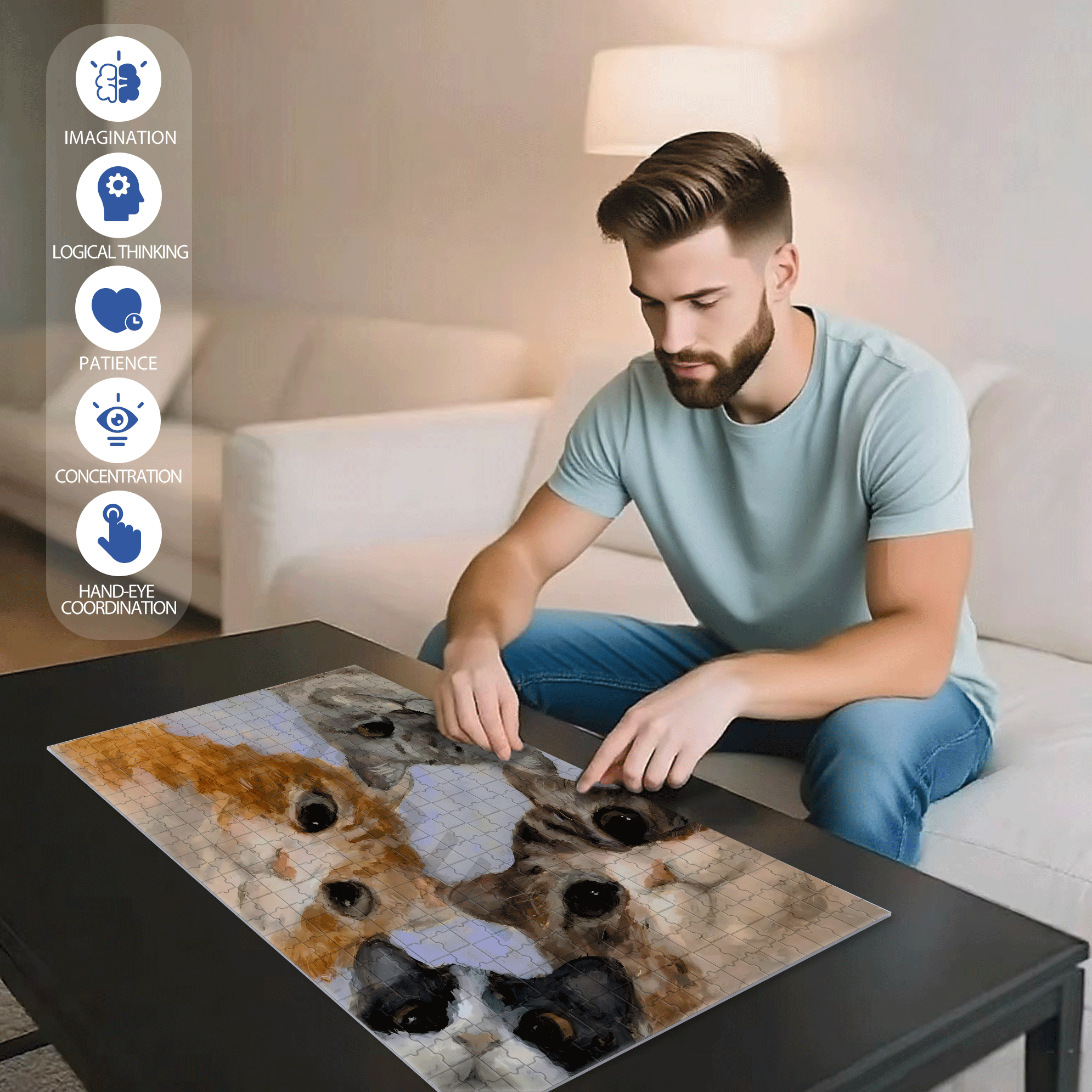 Attention 500pcs/1000pcs Jigsaw Puzzle, Scratch-Resistant, Interactive Family Game & Brain-Boosting DIY Decor, Perfect for Halloween, Christmas & New Year Gifts, Family Puzzle Game