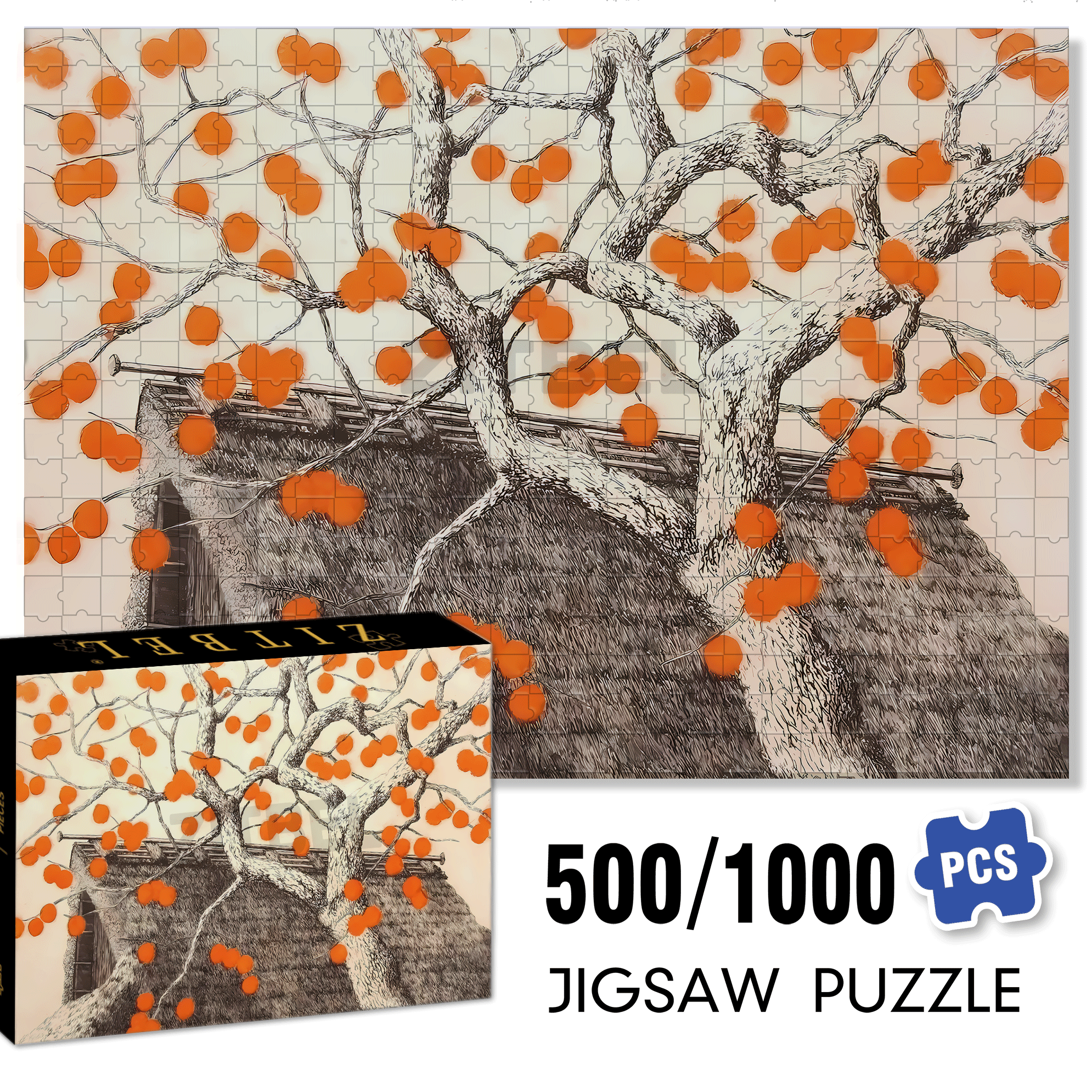 Autumn Fruits 500pcs/1000pcs Jigsaw Puzzle, Scratch-Resistant, Interactive Family Game & Brain-Boosting DIY Decor, Perfect for Halloween, Christmas & New Year Gifts, Family Puzzle Game