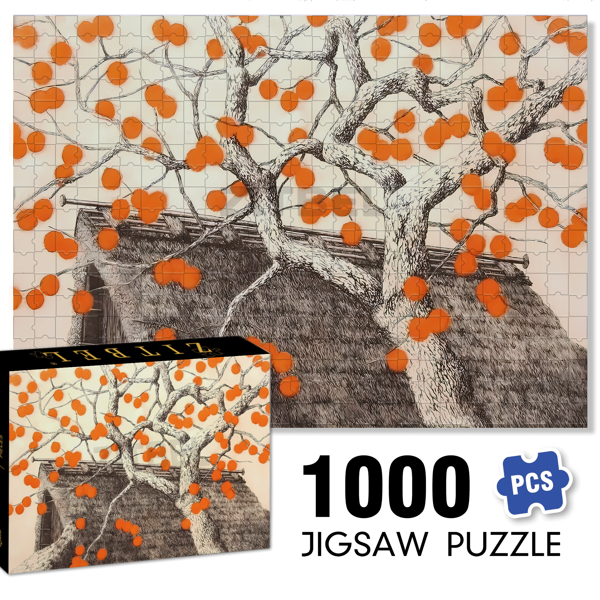 Autumn Fruits 500pcs/1000pcs Jigsaw Puzzle, Scratch-Resistant, Interactive Family Game & Brain-Boosting DIY Decor, Perfect for Halloween, Christmas & New Year Gifts, Family Puzzle Game