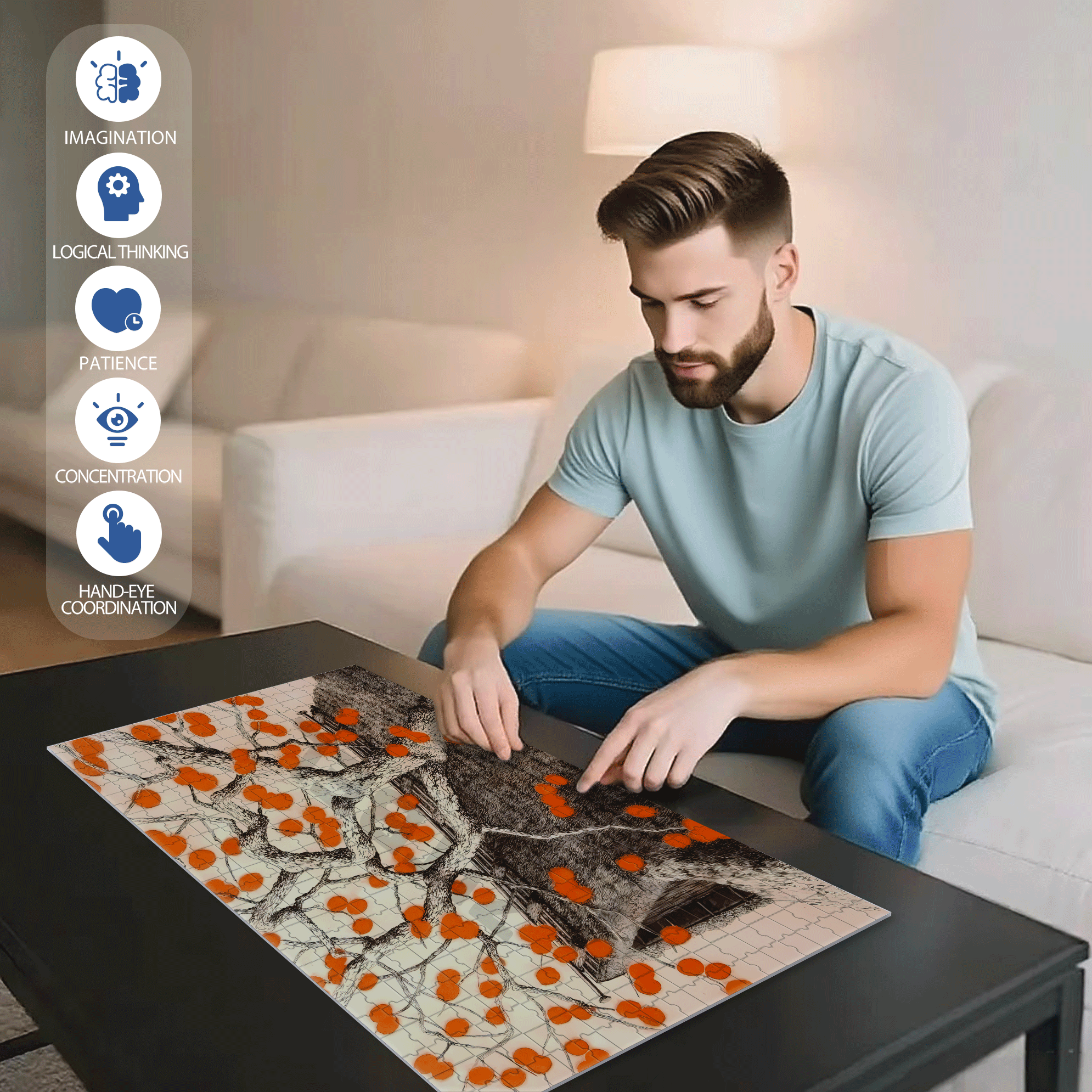 Autumn Fruits 500pcs/1000pcs Jigsaw Puzzle, Scratch-Resistant, Interactive Family Game & Brain-Boosting DIY Decor, Perfect for Halloween, Christmas & New Year Gifts, Family Puzzle Game
