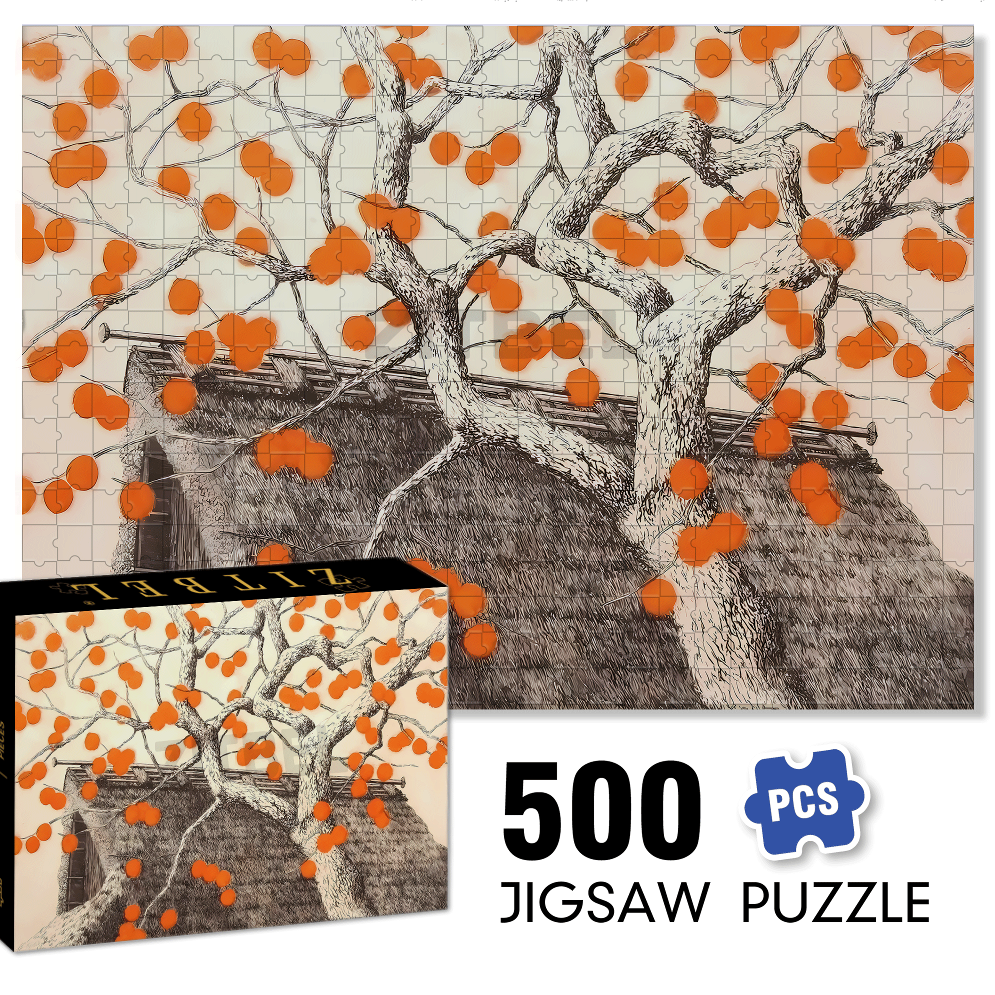Autumn Fruits 500pcs/1000pcs Jigsaw Puzzle, Scratch-Resistant, Interactive Family Game & Brain-Boosting DIY Decor, Perfect for Halloween, Christmas & New Year Gifts, Family Puzzle Game