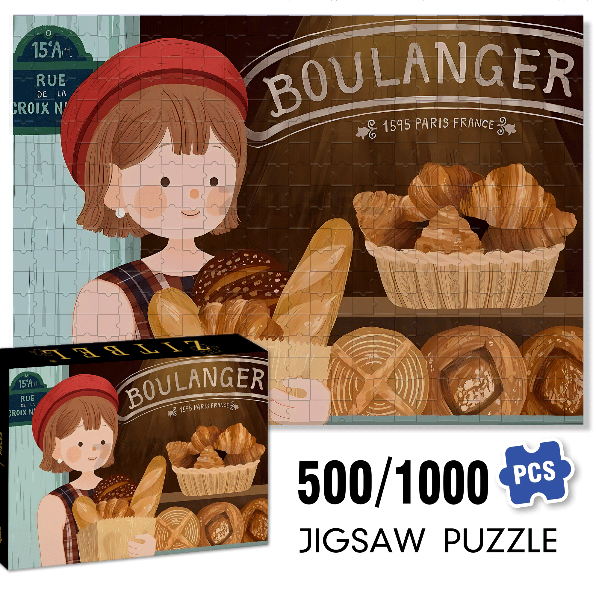 Boulanger 500pcs/1000pcs Jigsaw Puzzle, Scratch-Resistant, Interactive Family Game & Brain-Boosting DIY Decor, Perfect for Halloween, Christmas & New Year Gifts, Family Puzzle Game