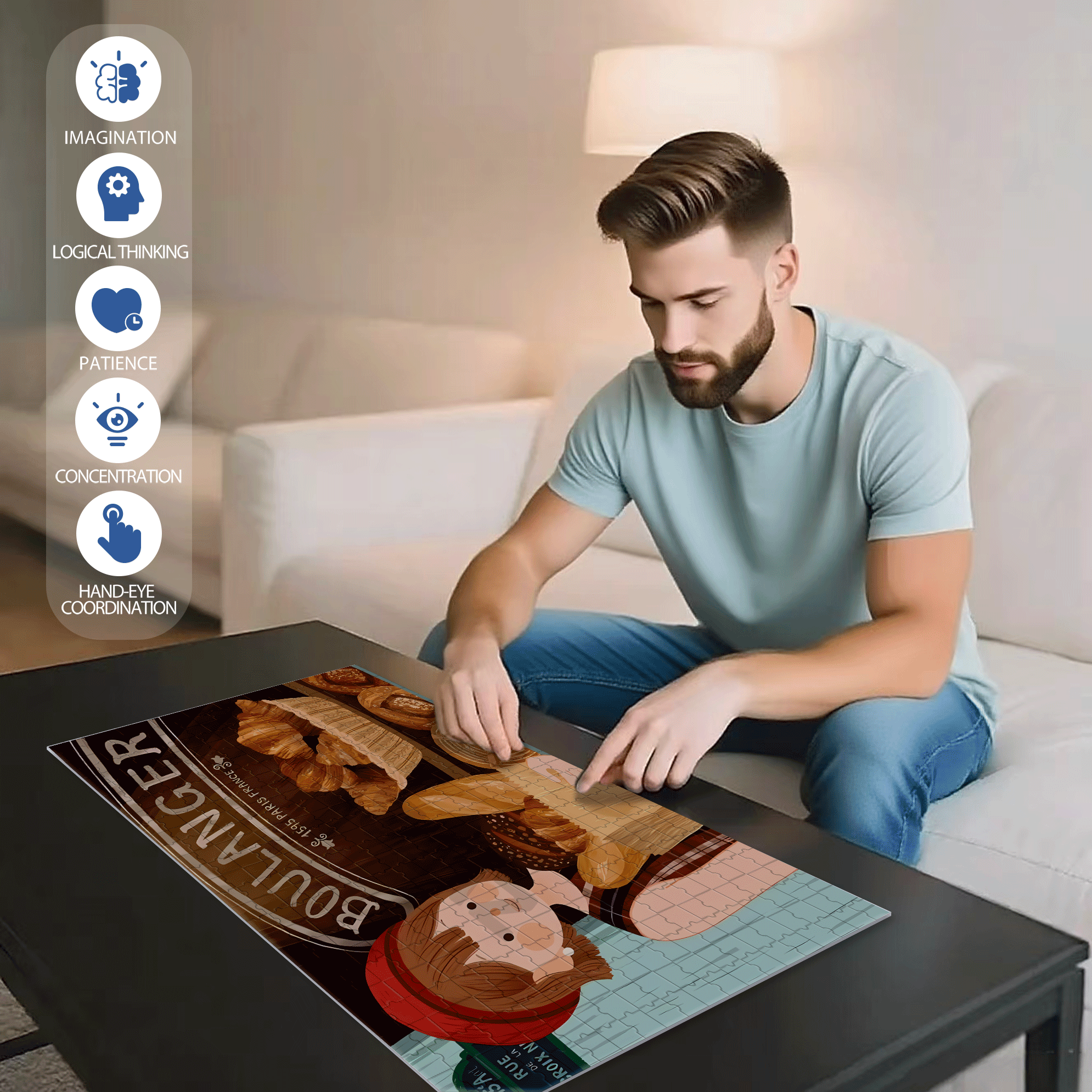 Boulanger 500pcs/1000pcs Jigsaw Puzzle, Scratch-Resistant, Interactive Family Game & Brain-Boosting DIY Decor, Perfect for Halloween, Christmas & New Year Gifts, Family Puzzle Game