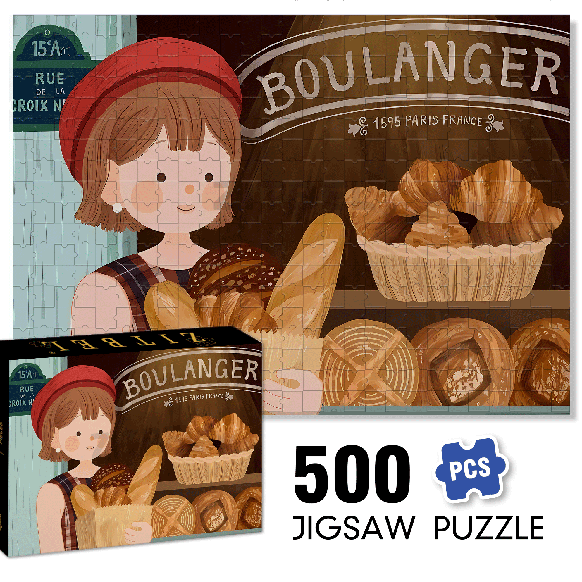 Boulanger 500pcs/1000pcs Jigsaw Puzzle, Scratch-Resistant, Interactive Family Game & Brain-Boosting DIY Decor, Perfect for Halloween, Christmas & New Year Gifts, Family Puzzle Game